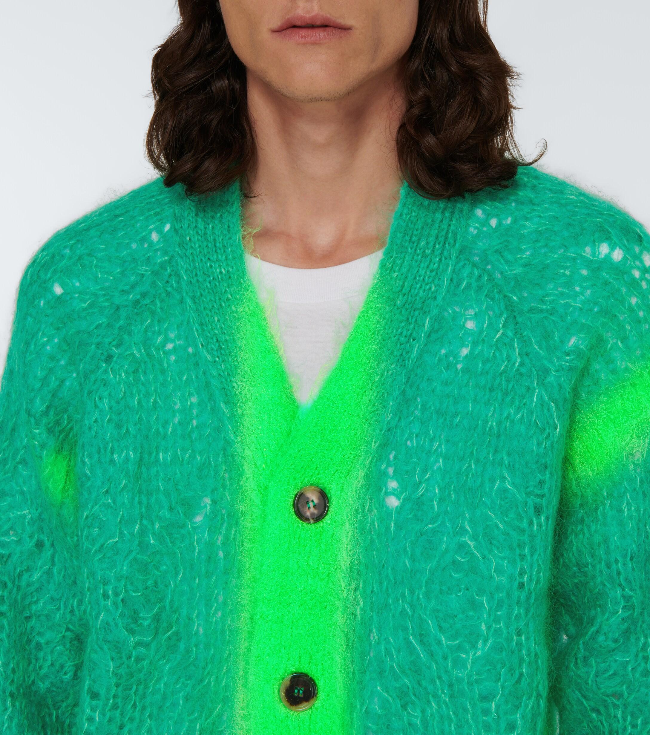Marni Spray-effect Mohair-blend Cardigan in Green for Men | Lyst Marni Spray-effect Mohair-blend Cardigan in Green for Men | Lyst