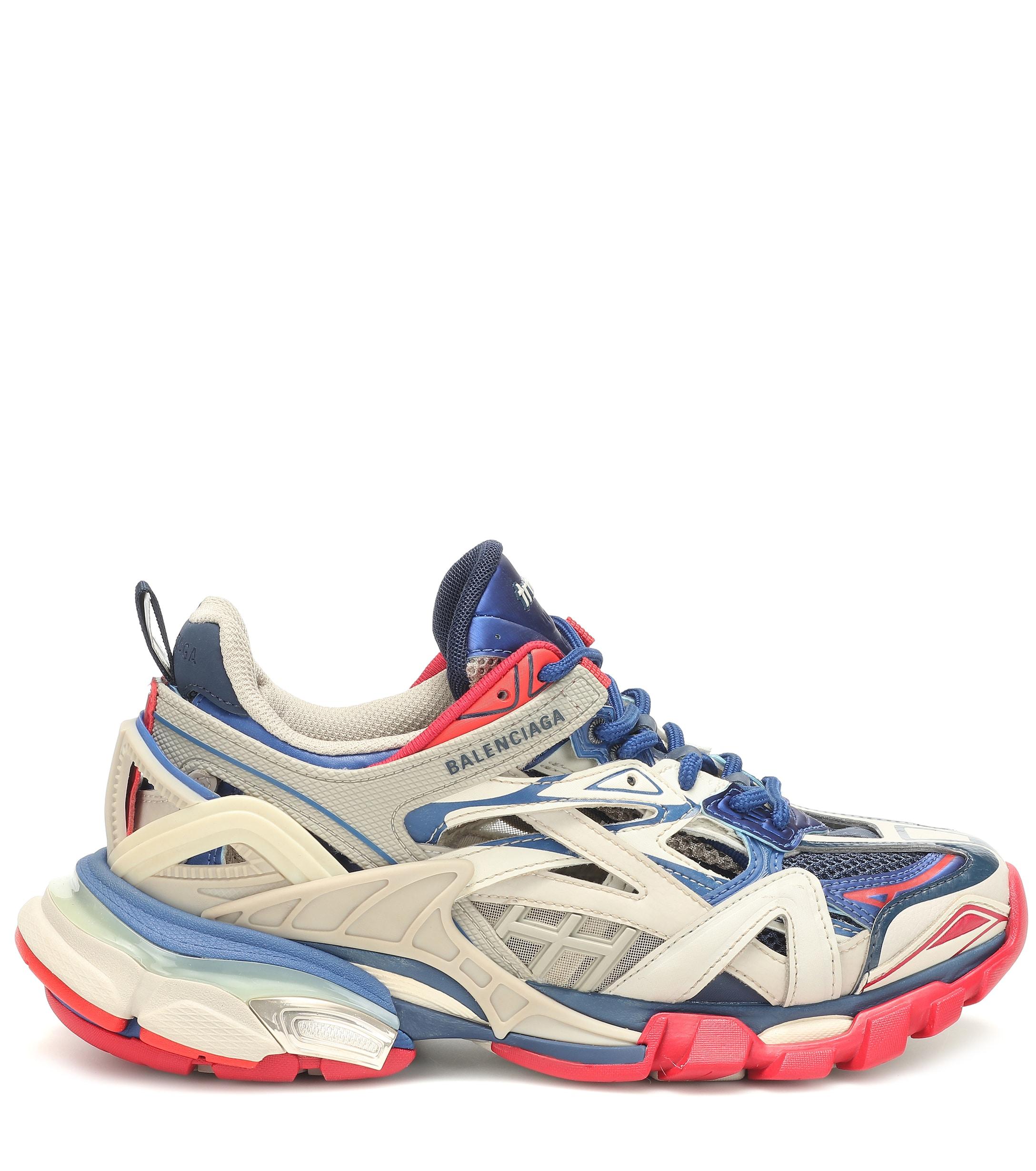Balenciaga Track 2.0 Leather And Mesh Trainers in Blue for Men | Lyst