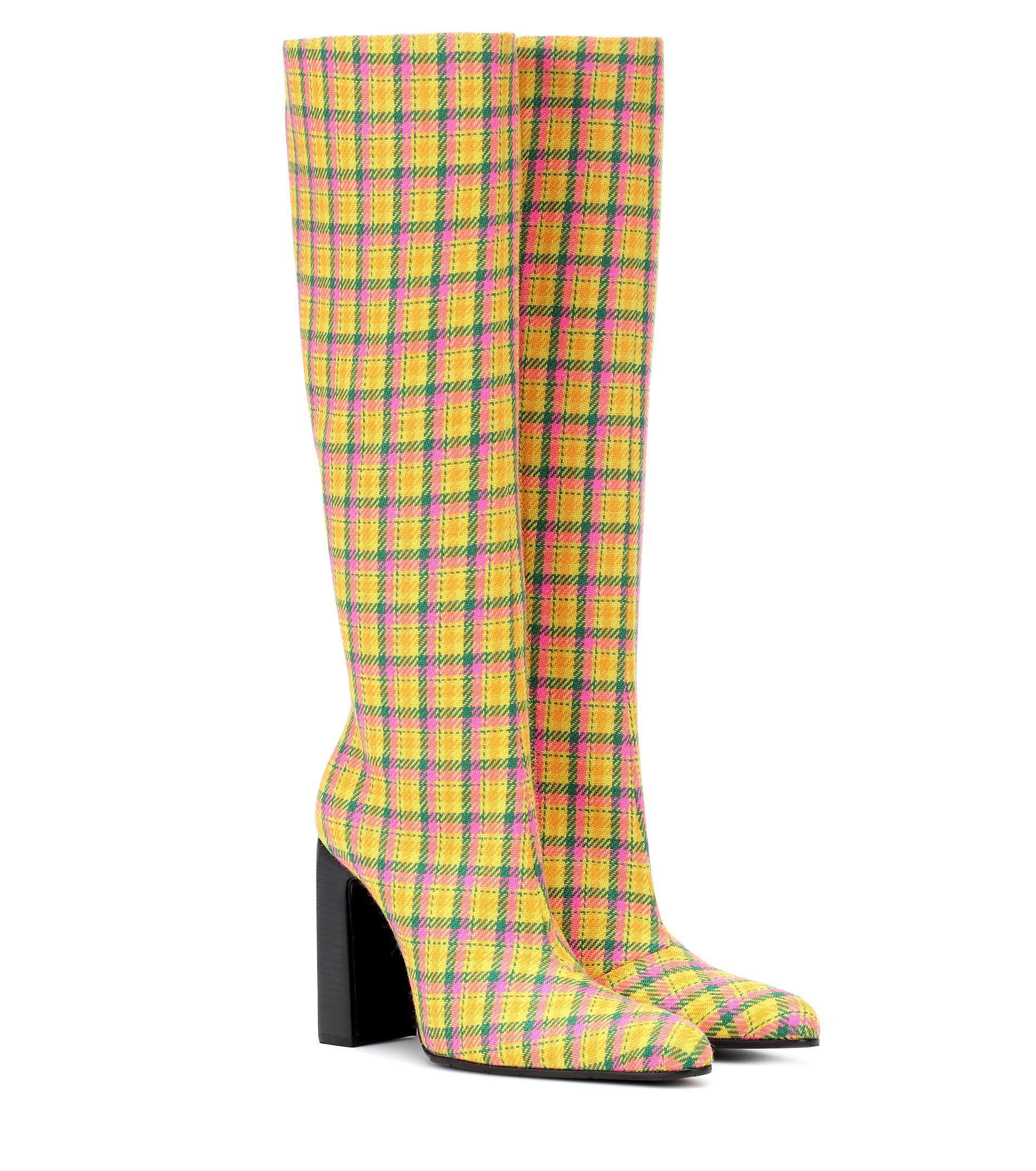 yellow plaid booties