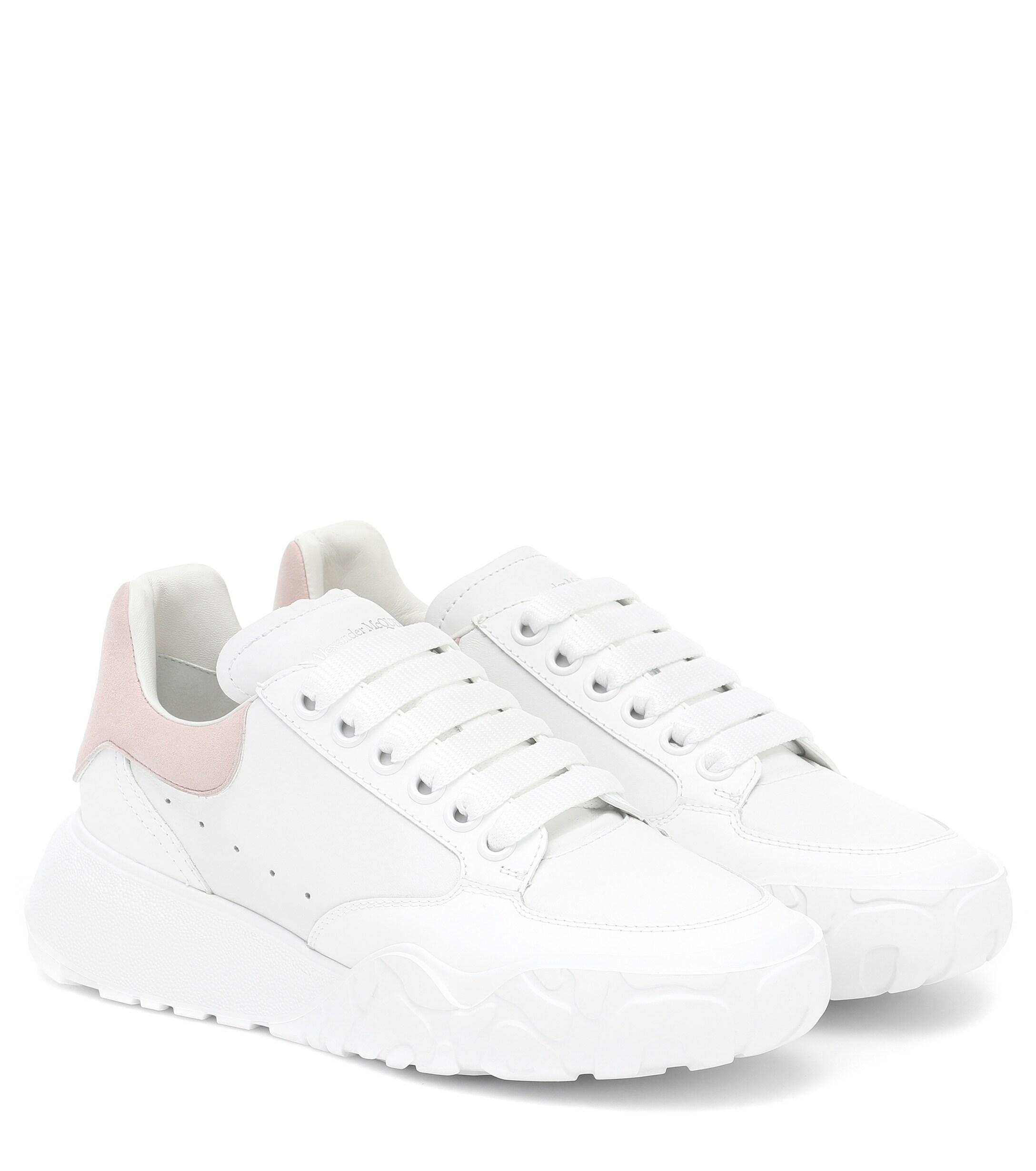 alexander mcqueen white leather court sneakers