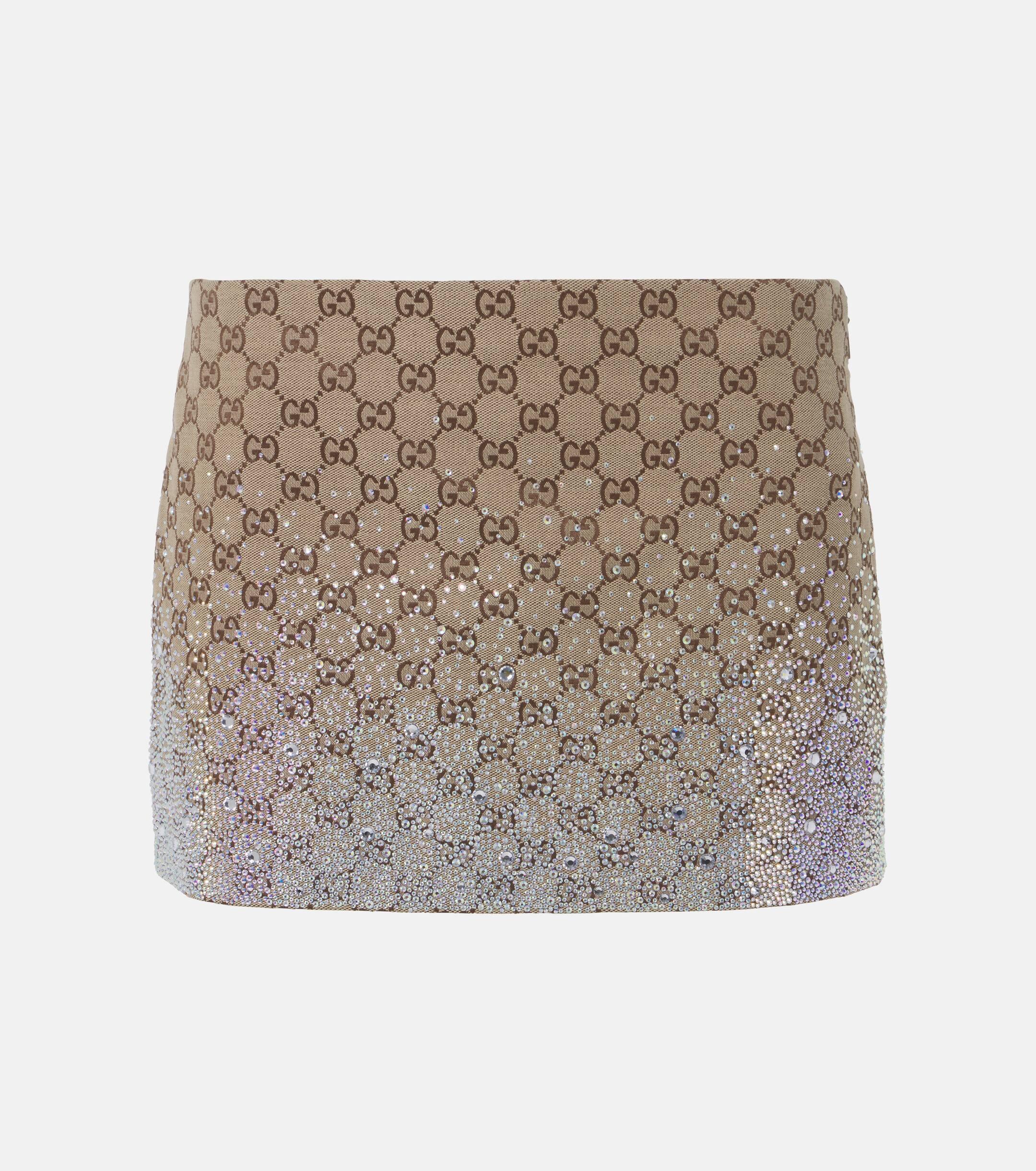 ミニスカート GUCCI FW24 Gucci Skirts Beige (784908 ZAQHX9799) GUCCI Monogram-Print Mid-Rise Mini Skirt | endource