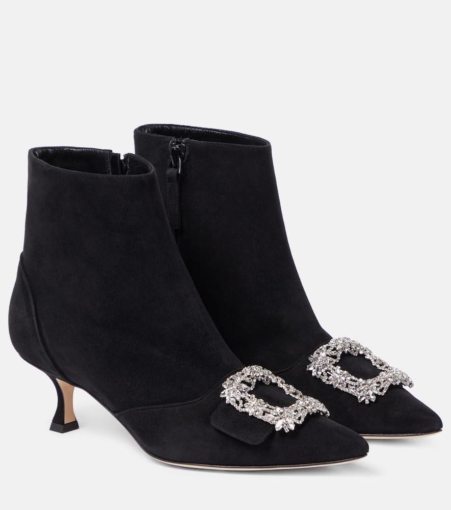Embellished suede ankle boots