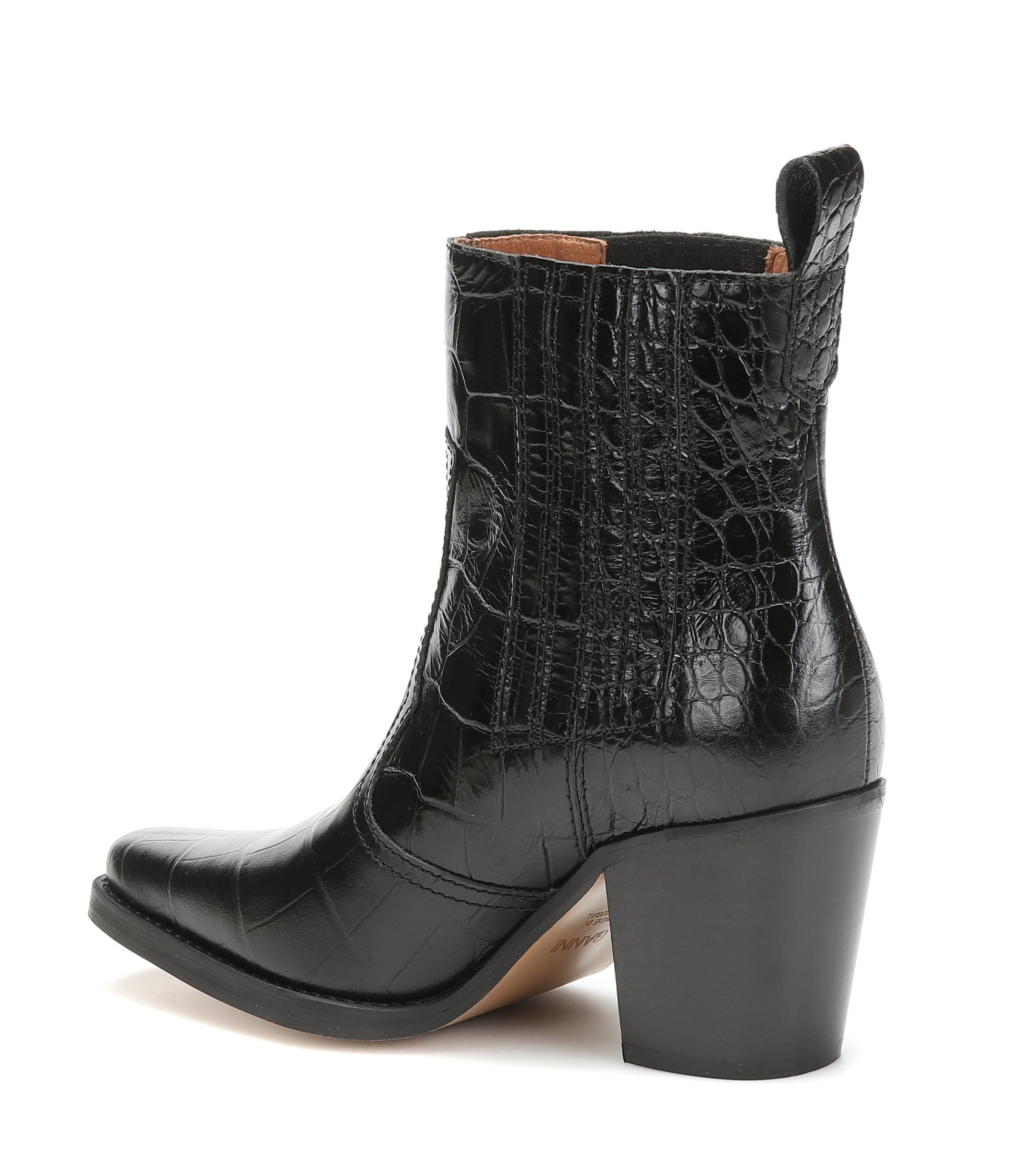 ganni quilted shell and leather platform boots
