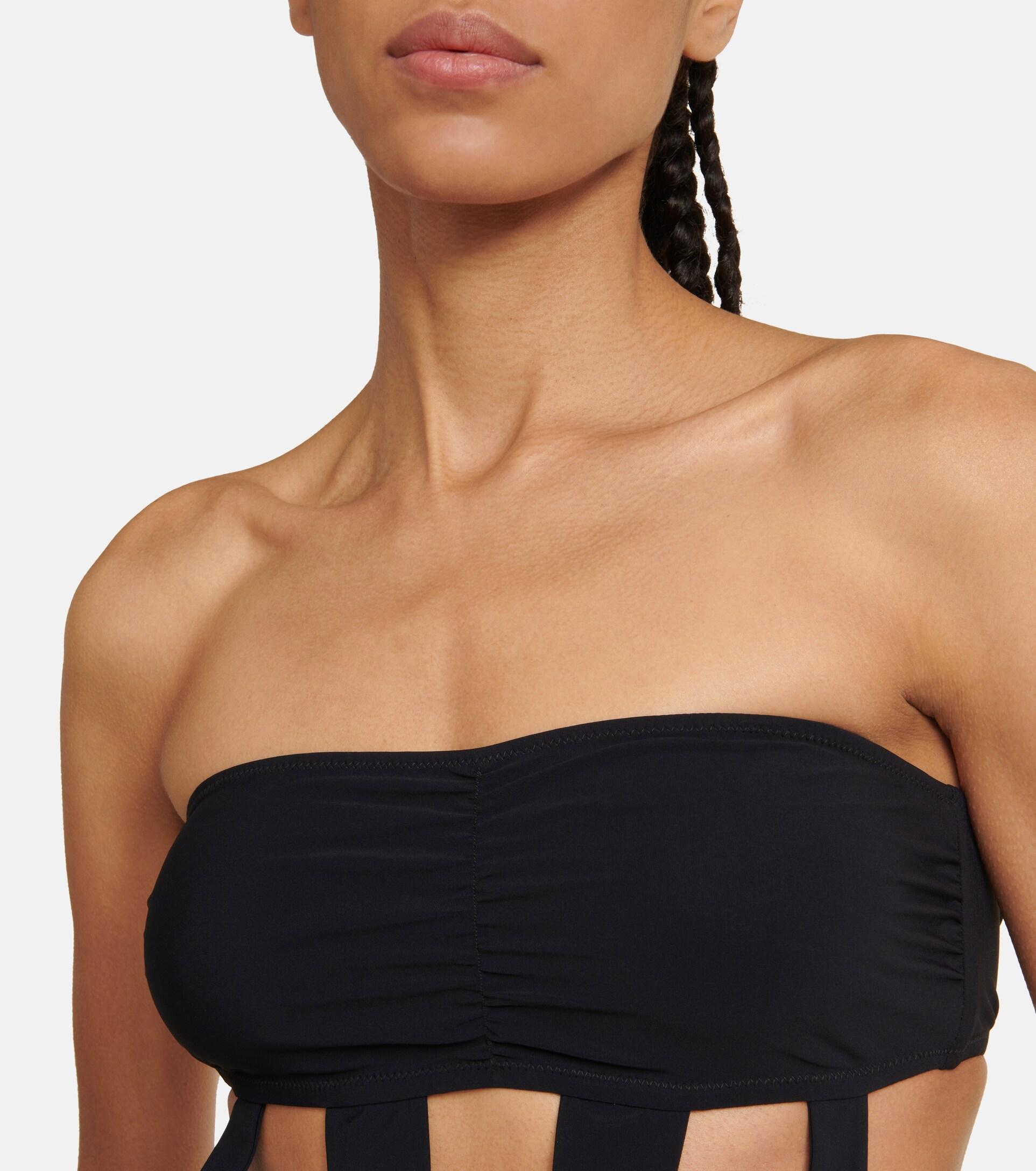 Dolce & Gabbana Logo Cutout Bandeau Swimsuit in Nero (Black) | Lyst
