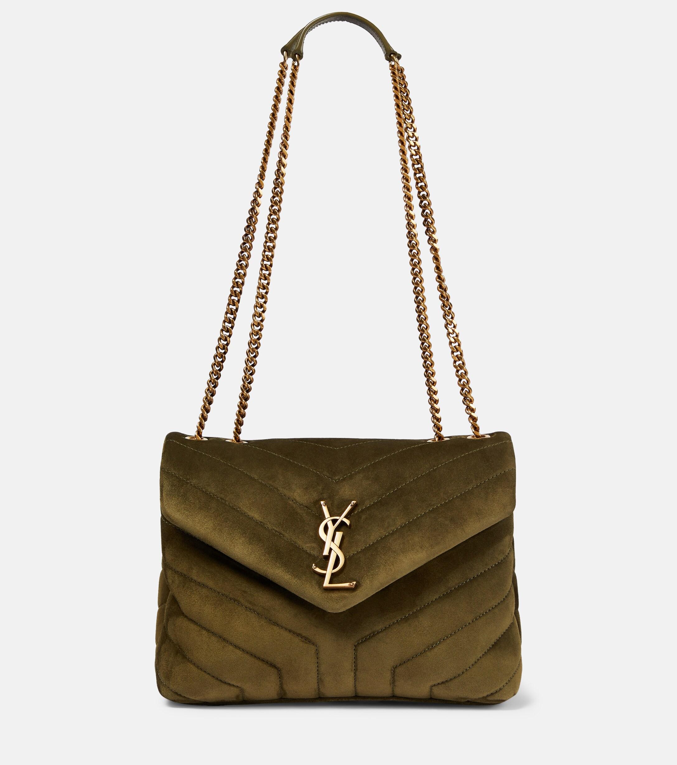 Loulou Small Suede Shoulder Bag Saint Laurent en coloris Vert | Lyst