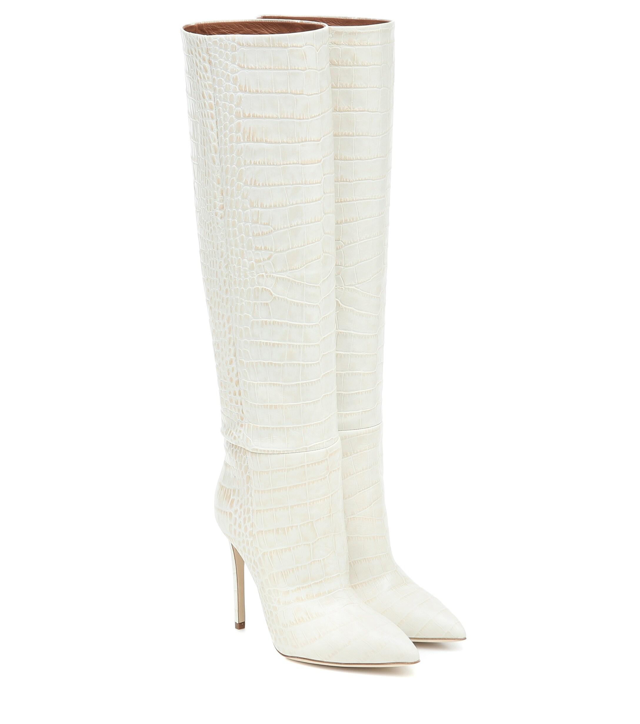 white croc boots knee high