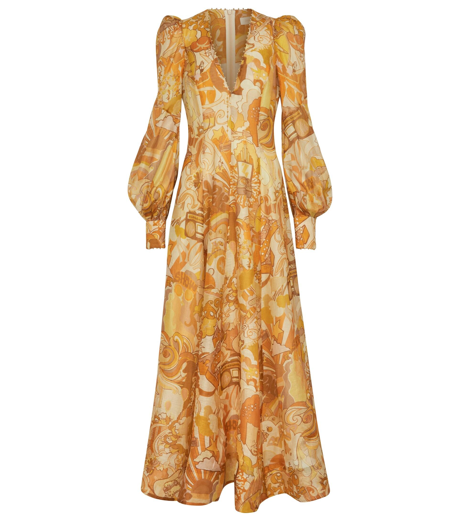 Zimmermann Tempo Printed Silk And Linen Gown in Metallic | Lyst