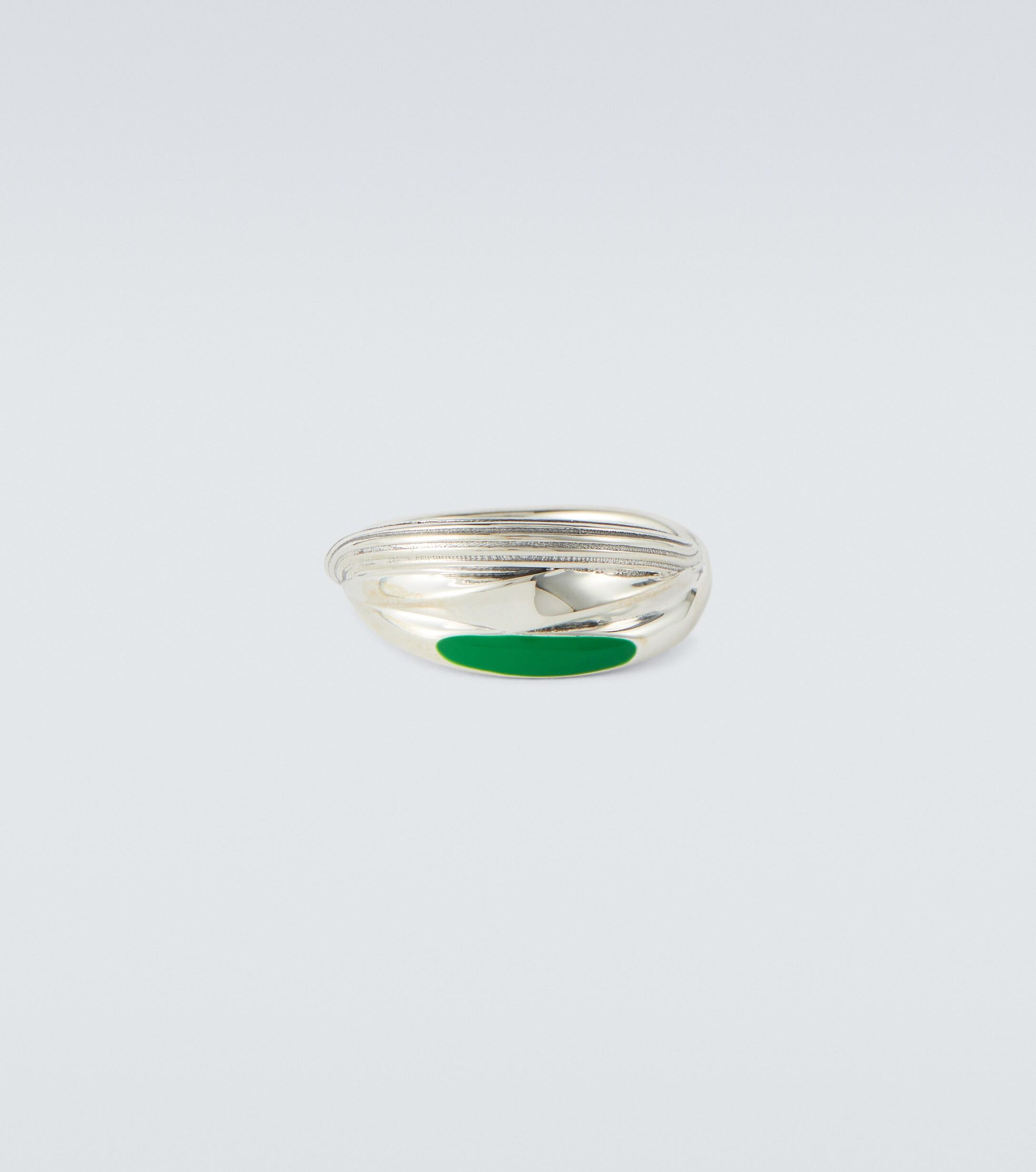 Bottega Veneta Ring aus Sterlingsilber mit Emaille in Grün für Herren Herren Schmuck Ringe 