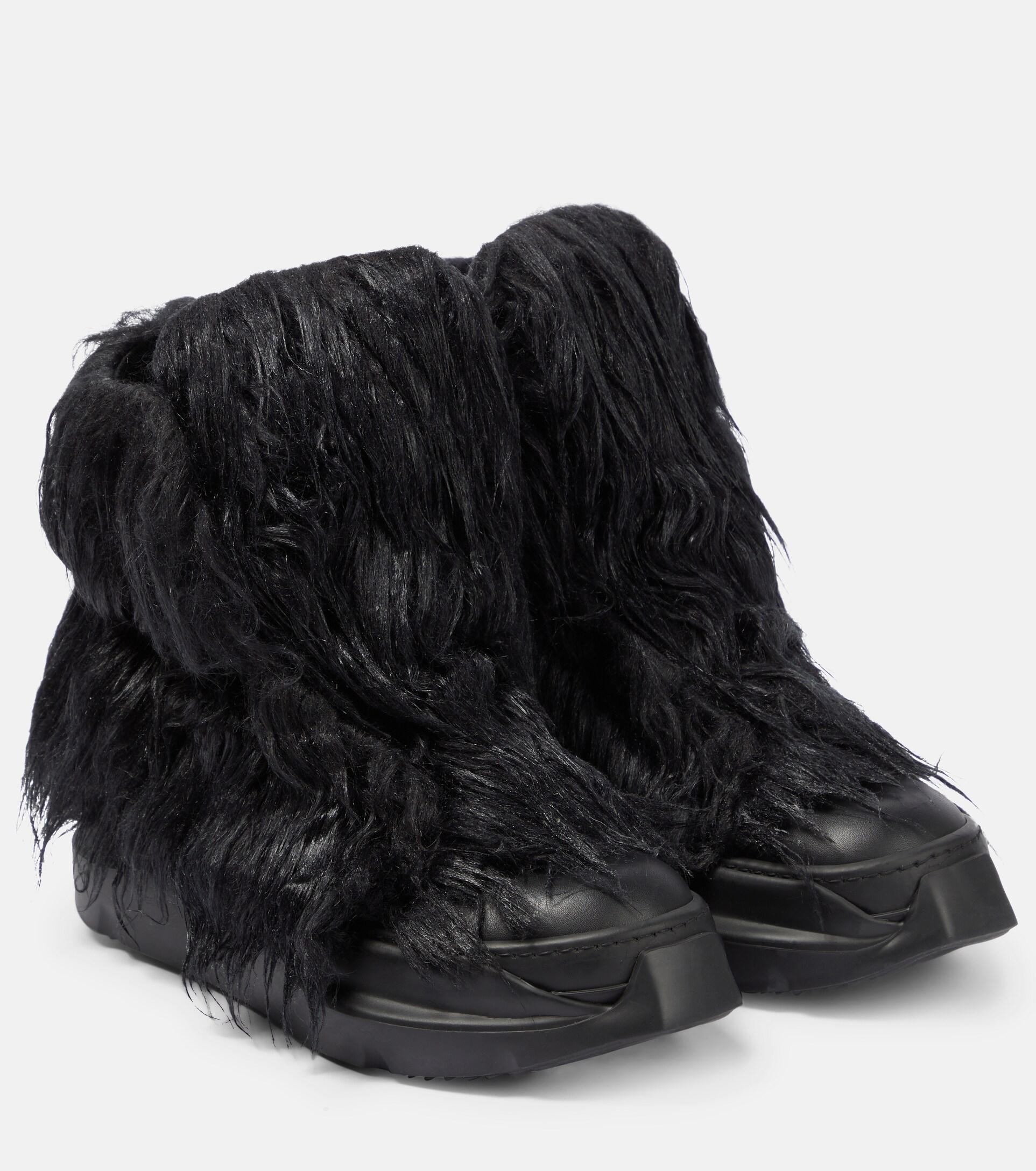 Rick Owens Drkshdw Abstract Faux Fur Sneakers in Black | Lyst