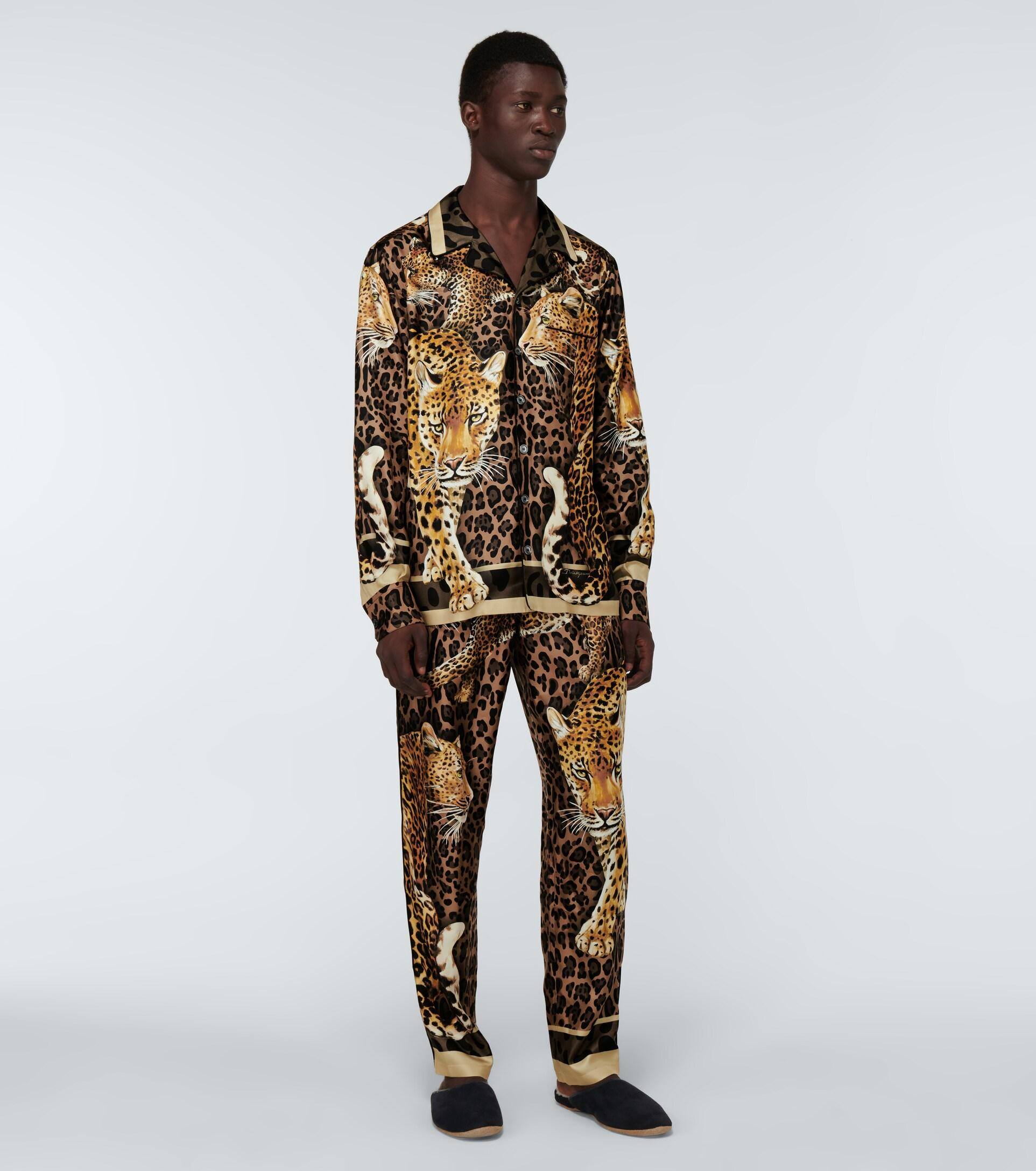 Dolce & Gabbana Leopard Printed Pajama Shirt in Brown for Men | Lyst