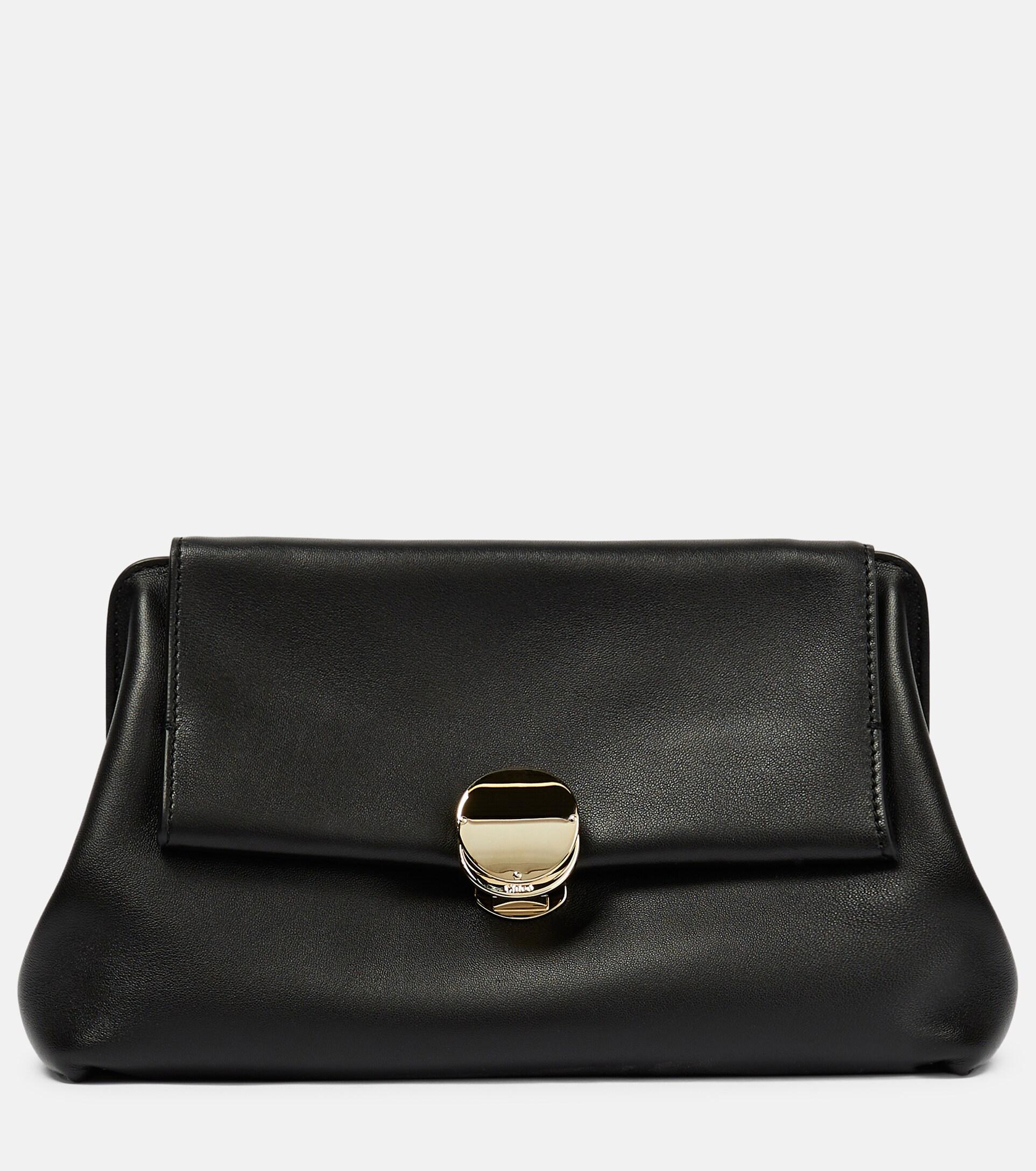 Chloé Penelope Small Leather Clutch in Black | Lyst