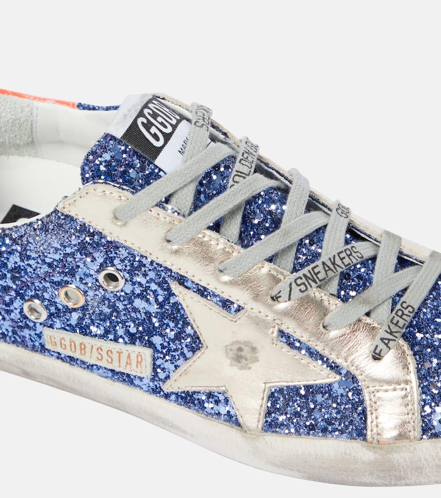 Golden Goose Super-star Embellished Leather Sneakers in Blue