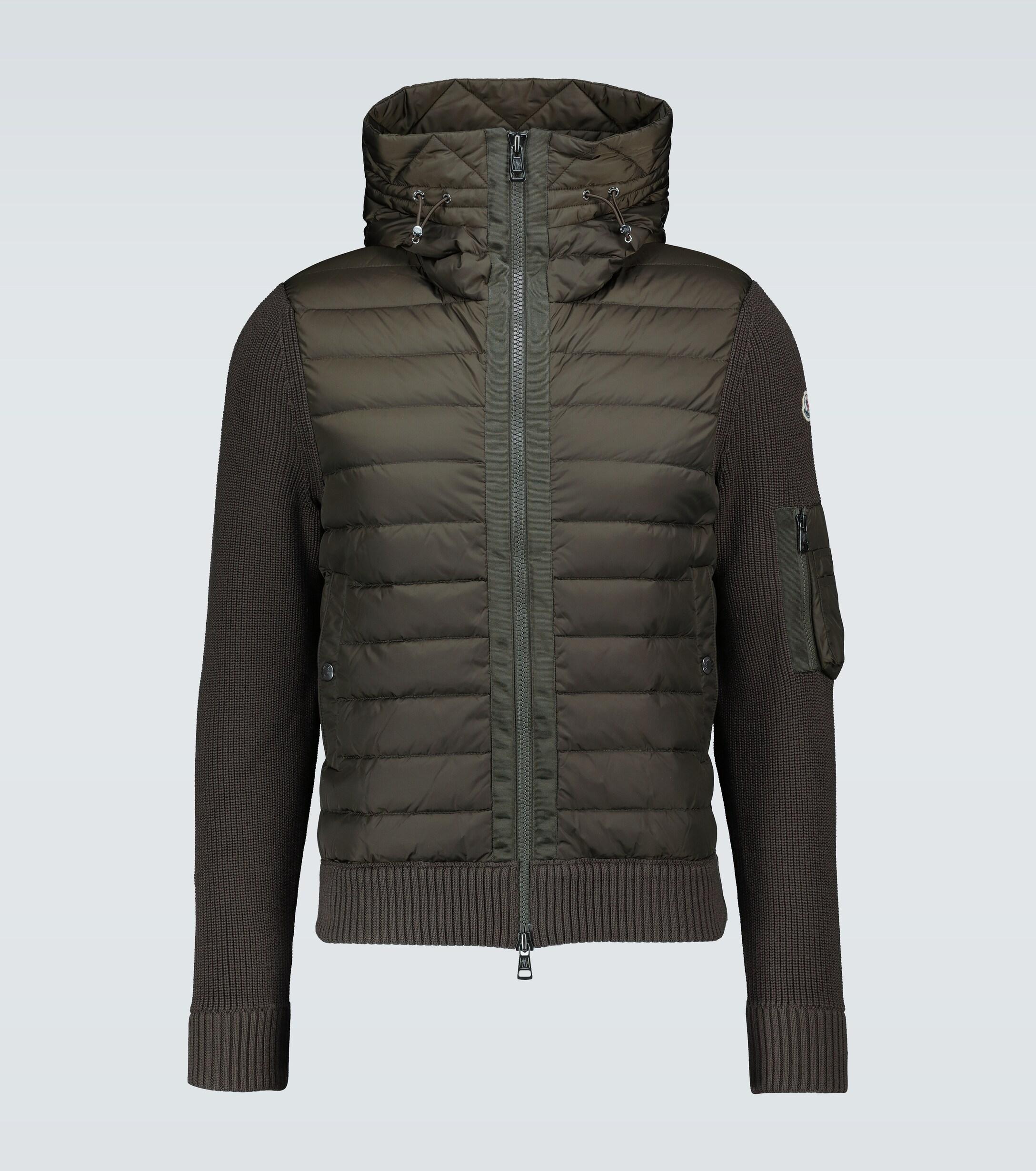 Moncler Tricot Army Green Shell And Wool-blend Jacket for Men - Lyst