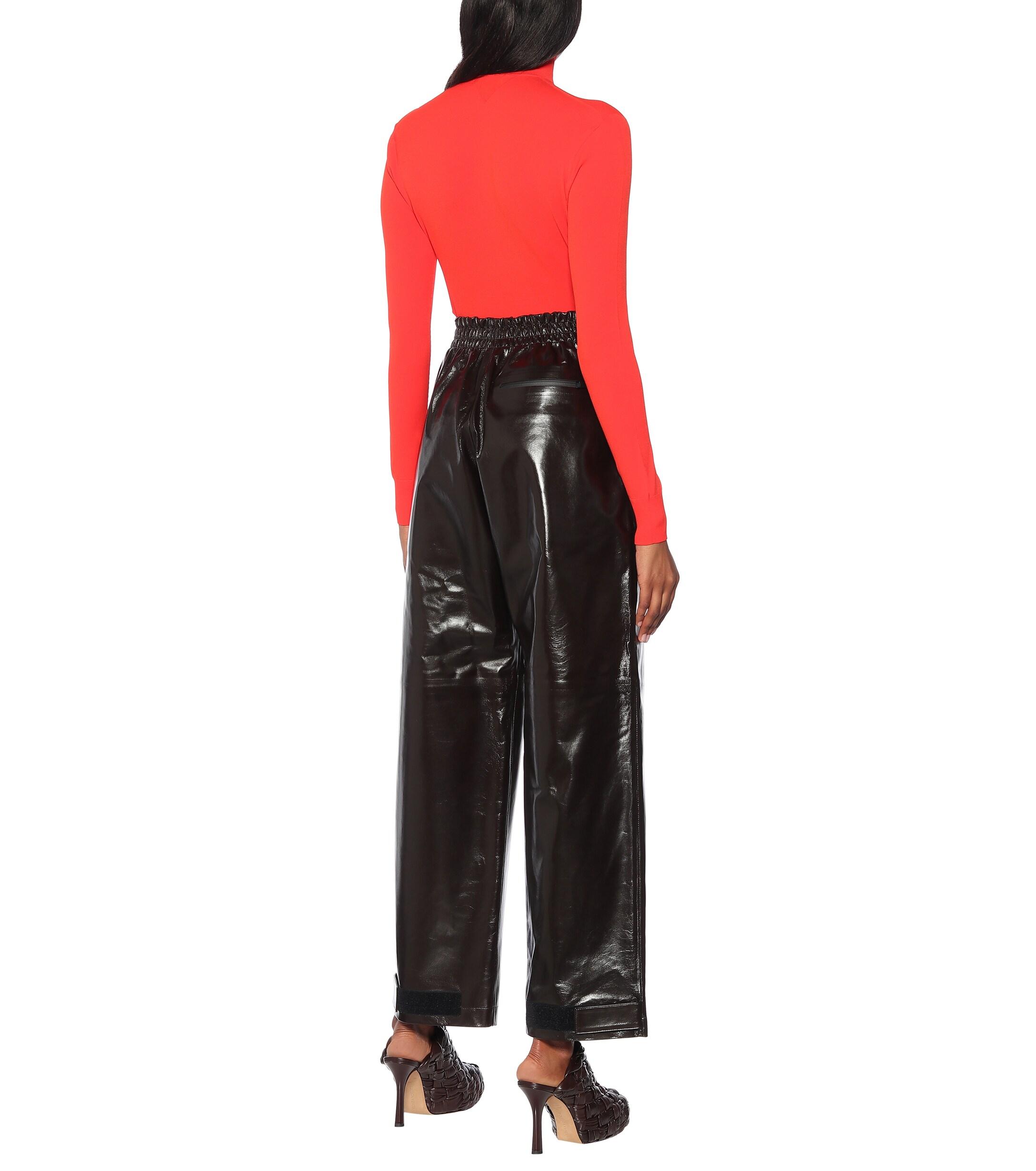 Bottega Veneta High-rise Wide-leg Leather Pants in Brown (Black) - Lyst