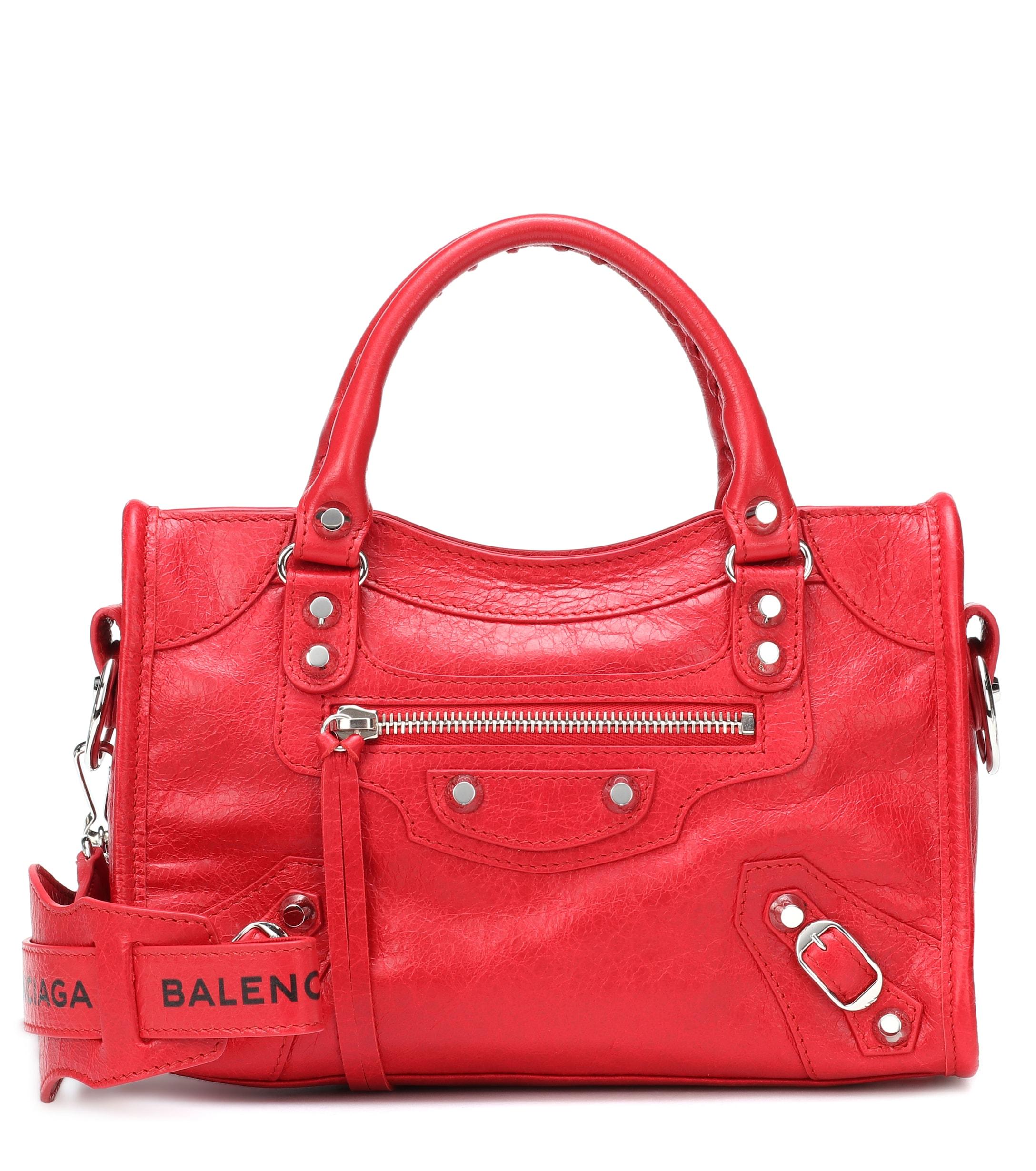 Balenciaga Classic City Mini Leather Tote in Red | Lyst