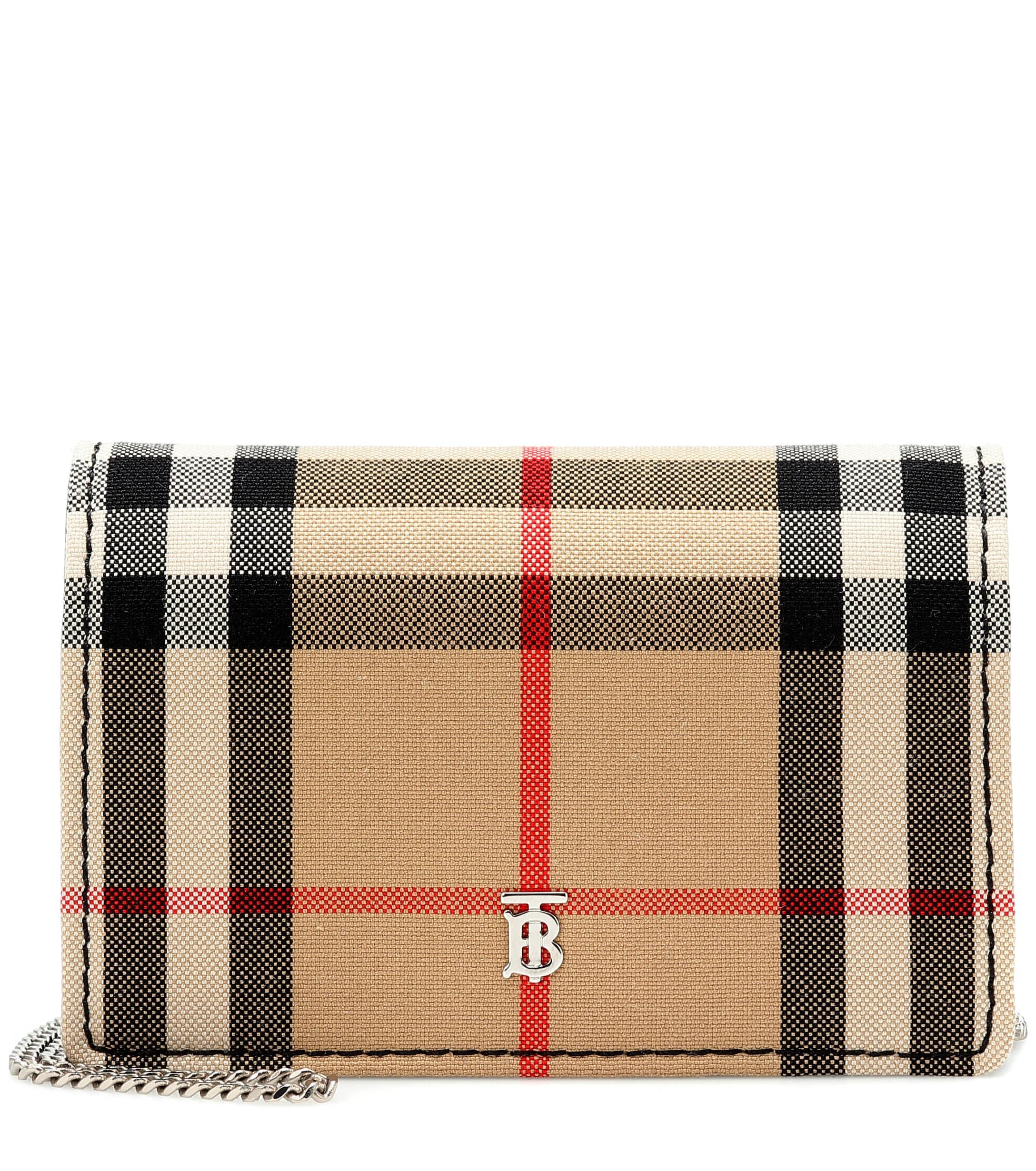 Burberry Checked Canvas Card Holder in Beige (Natural) Lyst