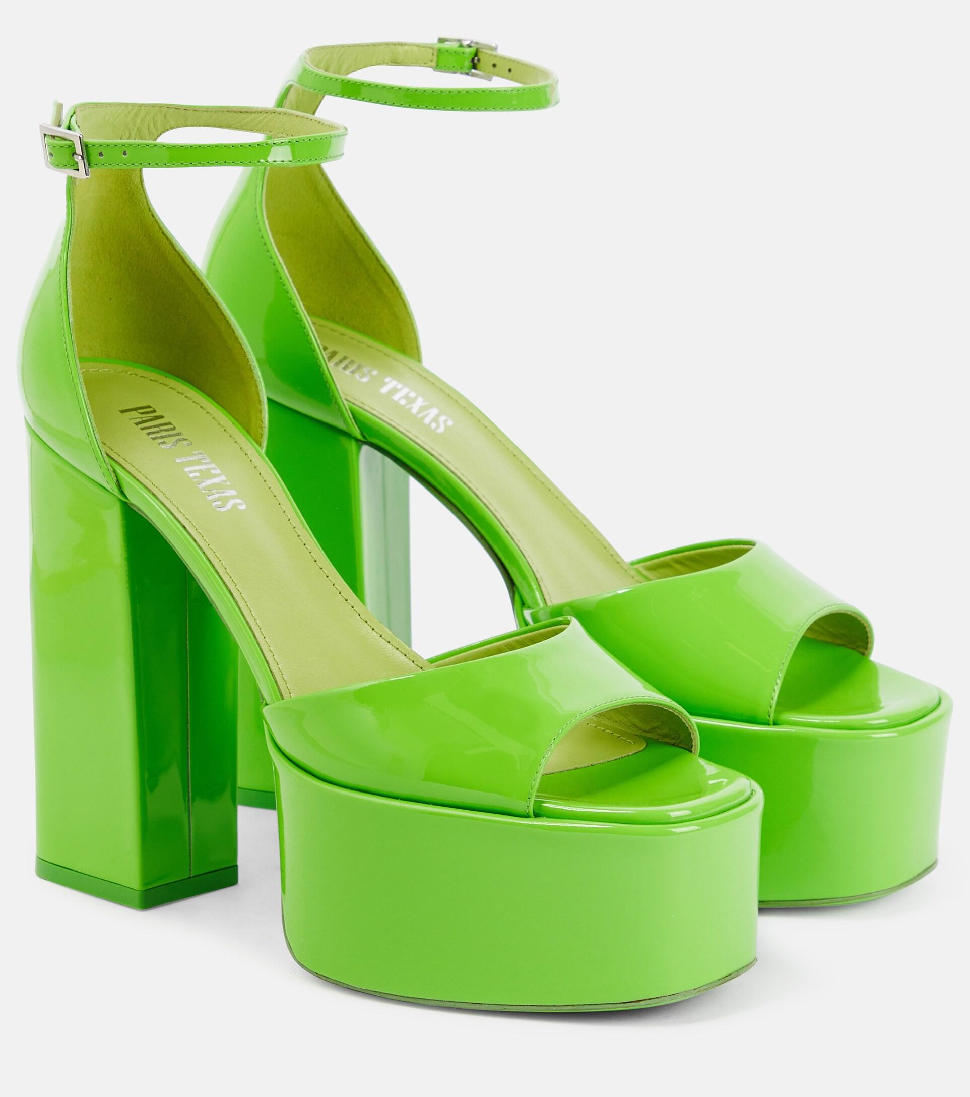 Paris Texas Tatiana Patent Leather Platform Sandals in Green | Lyst