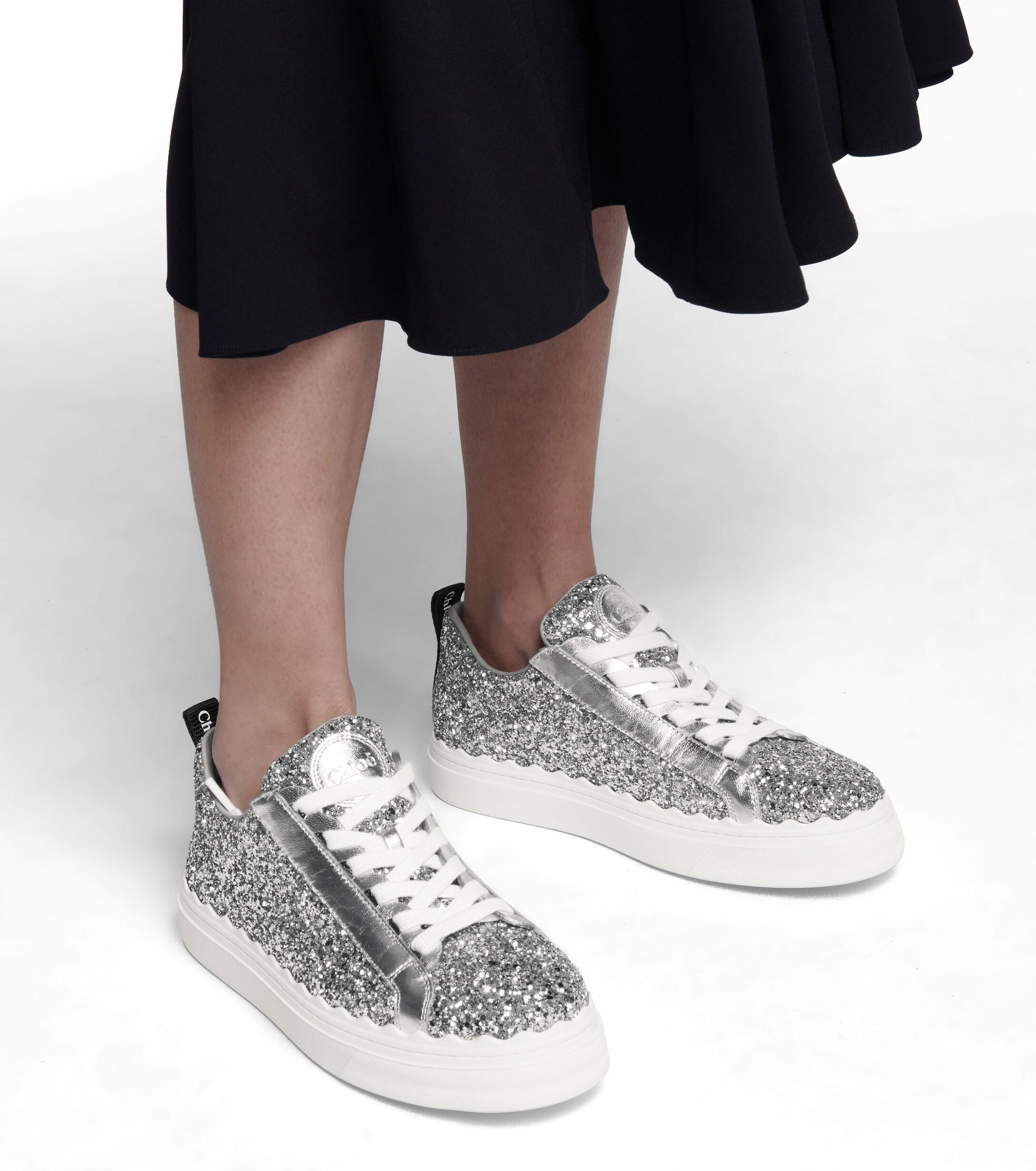 Chloé Lauren Glittered Sneakers in Metallic | Lyst