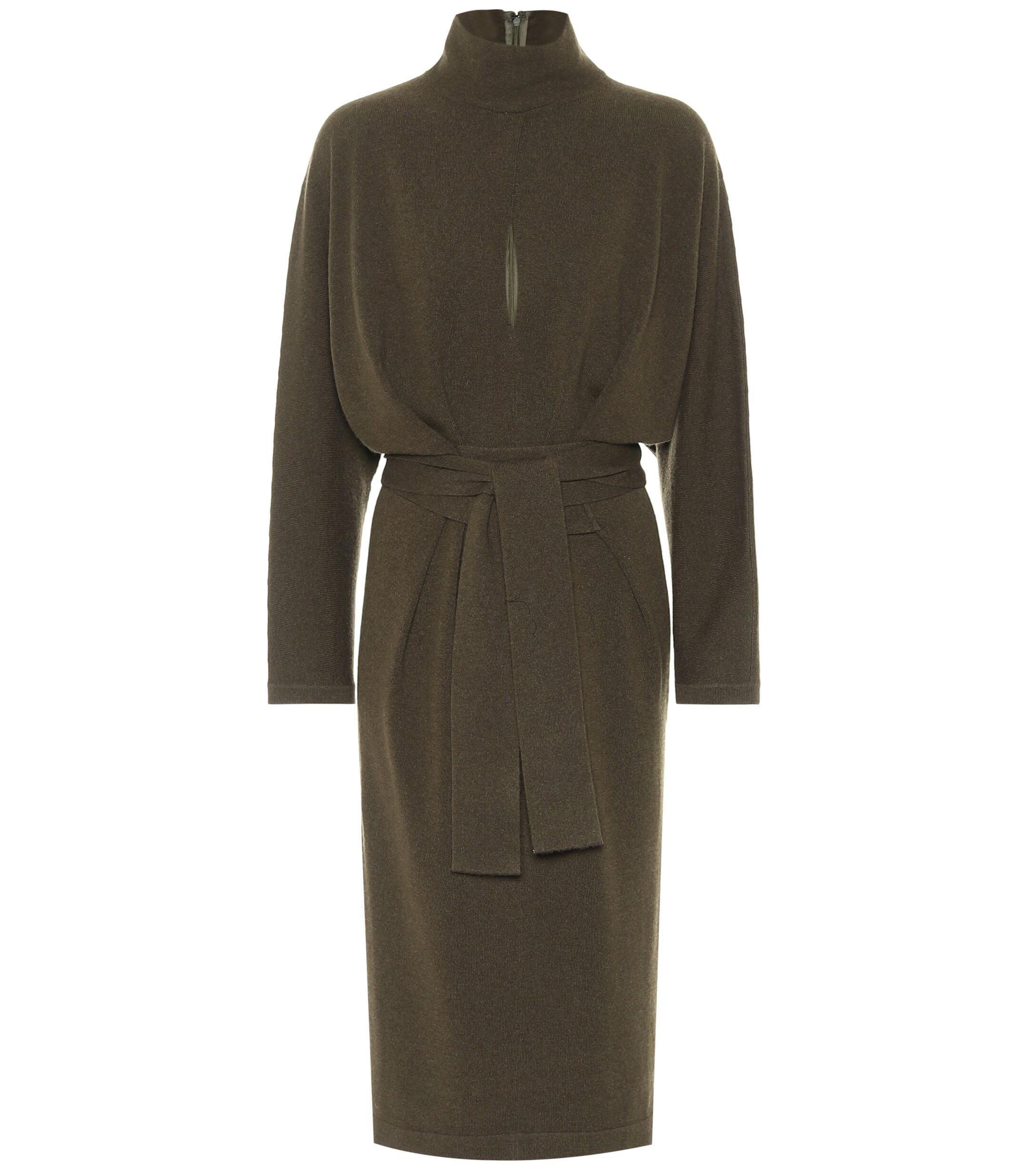 Tom Ford Belted Cashmere Sweater Dress in Green | Lyst UK