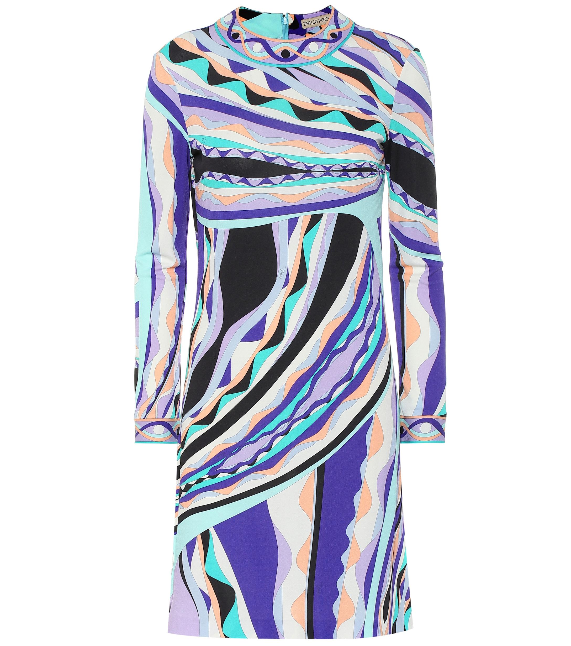 Emilio Pucci Printed Silk-blend Dress in Purple - Lyst