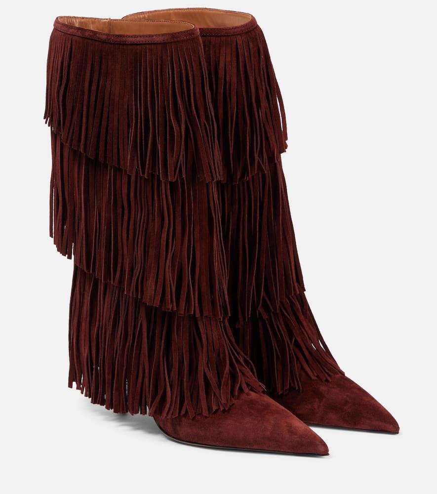 Paris Texas Jessie 75 Fringed Suede Knee-High Boots in Red Lyst