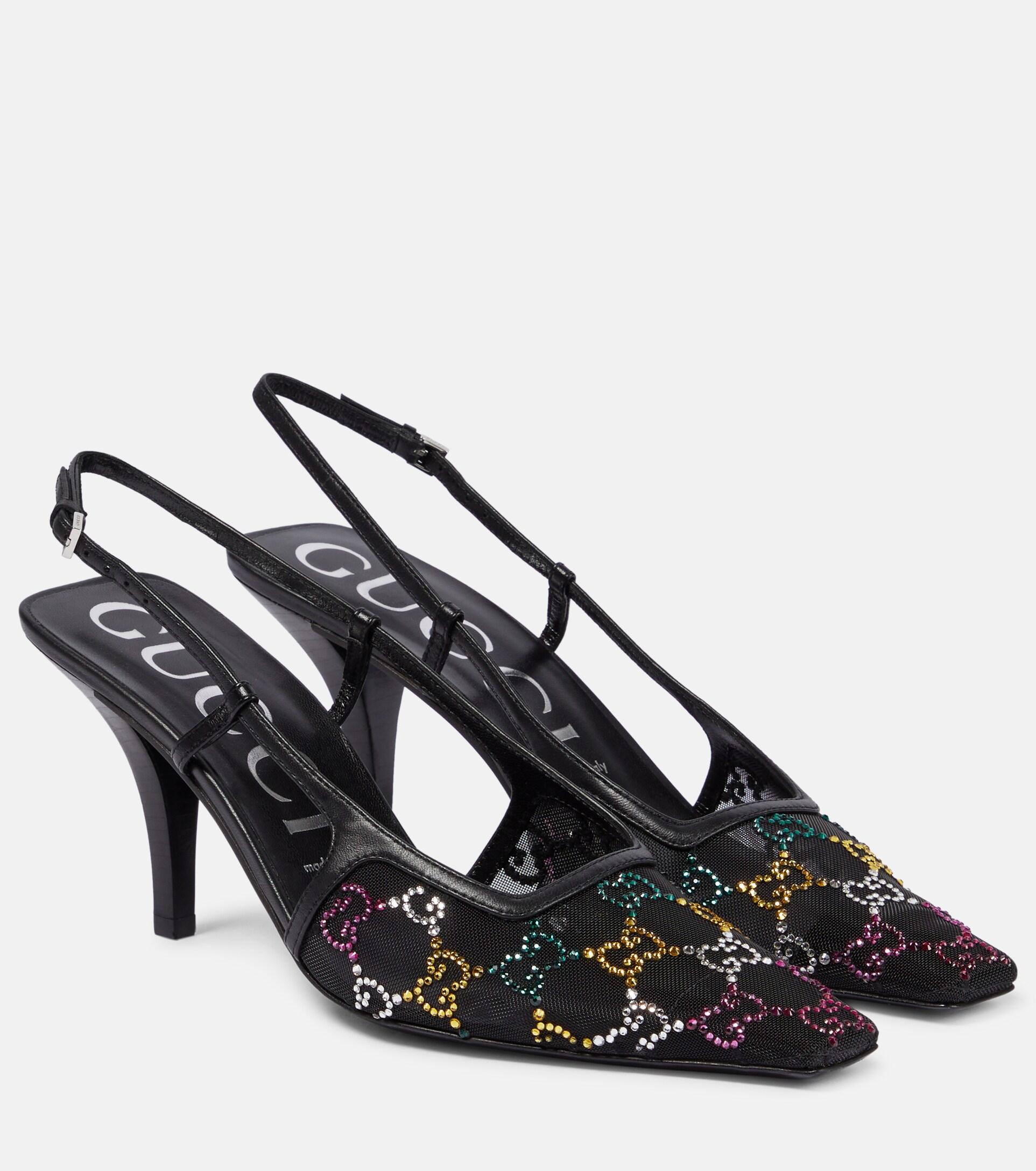 Gucci GG Embellished Slingback Pumps in Black Lyst