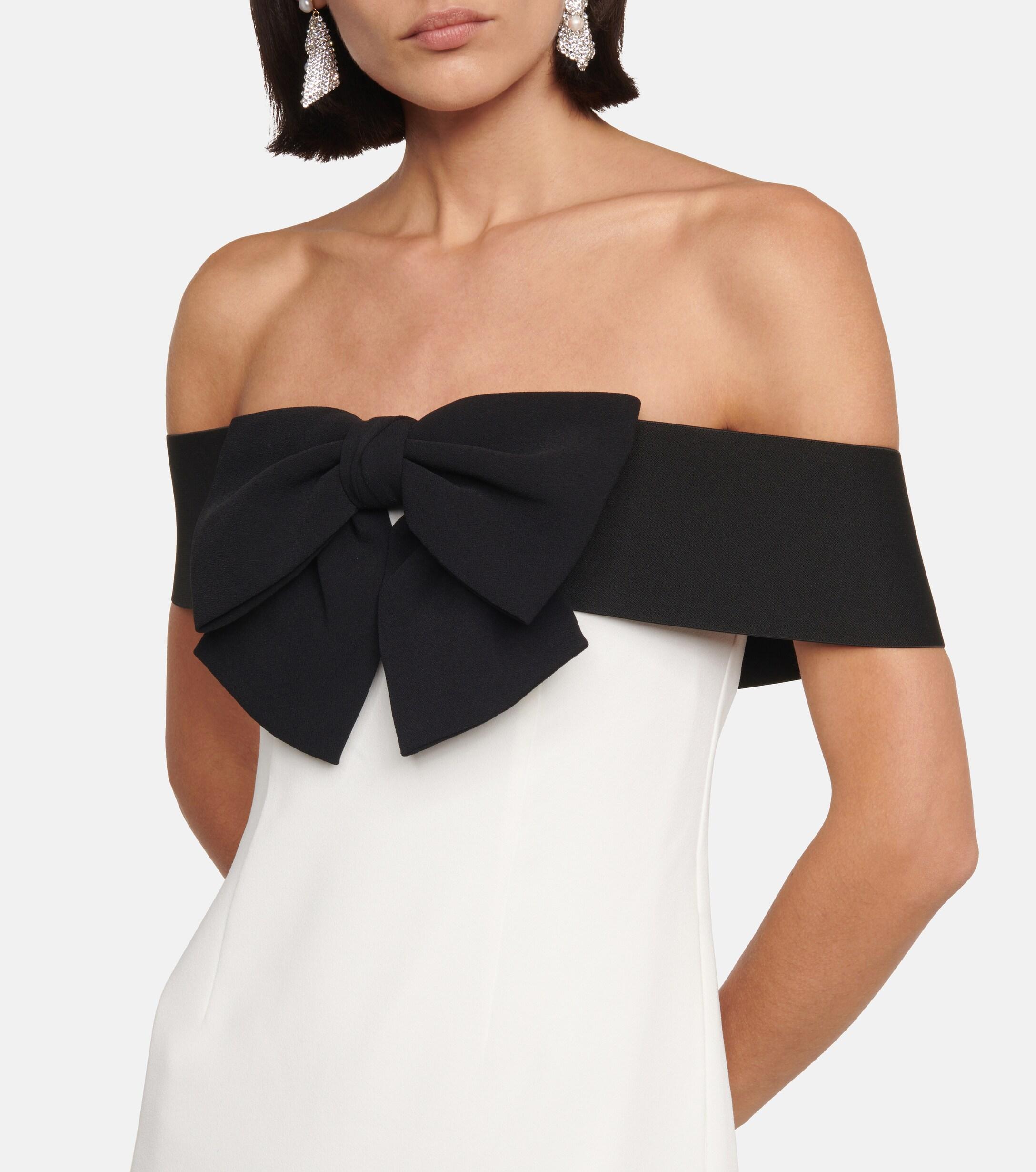 Self-Portrait Off-shoulder Bow-tie Minidress in White | Lyst