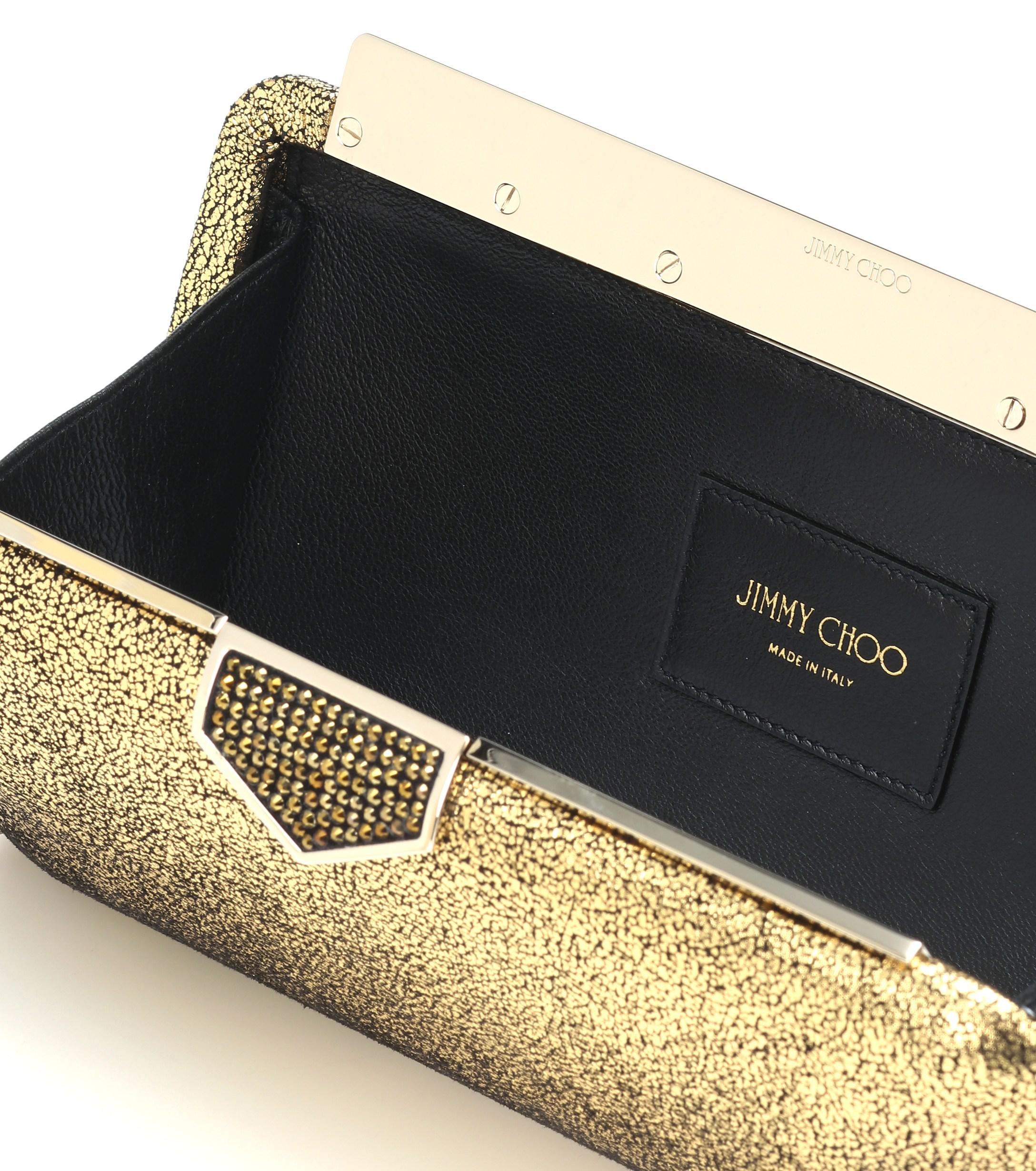 Jimmy Choo Ellipse Metallic Leather Clutch Lyst