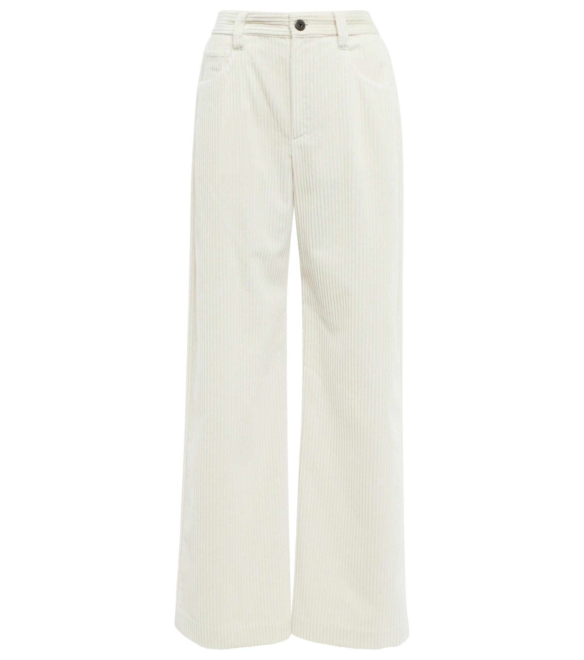 Brunello Cucinelli High-rise Corduroy Pants in White | Lyst