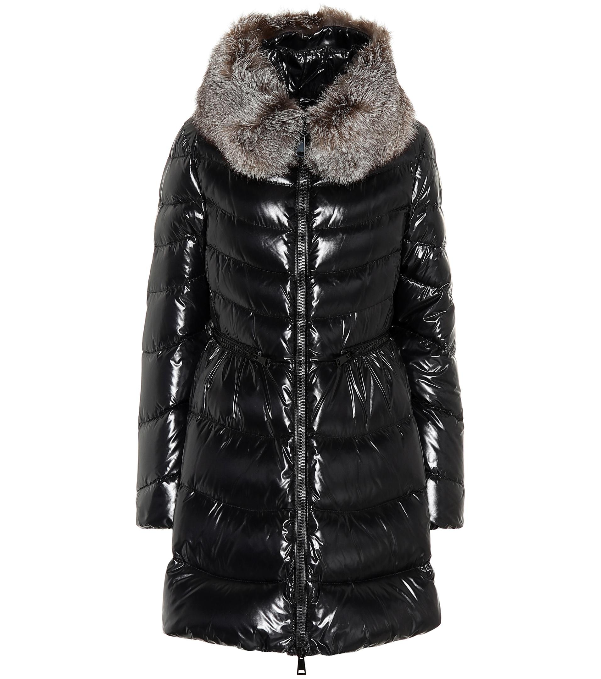 Moncler Mirielon Fur-trimmed Down Coat in Black - Lyst