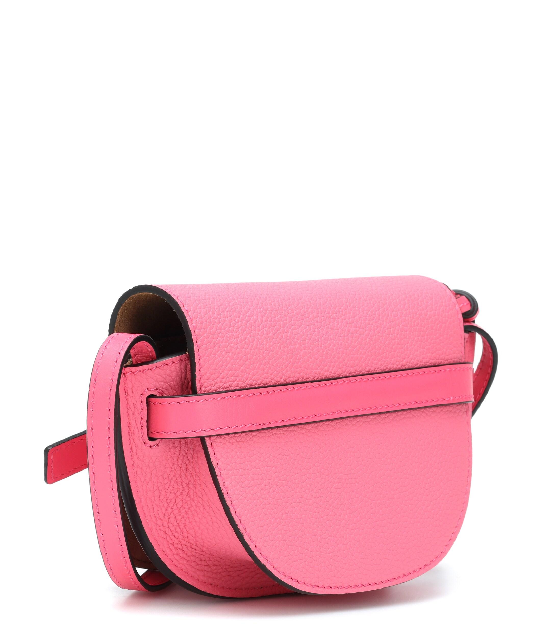 Loewe Gate Mini Leather Crossbody Bag in Pink - Lyst
