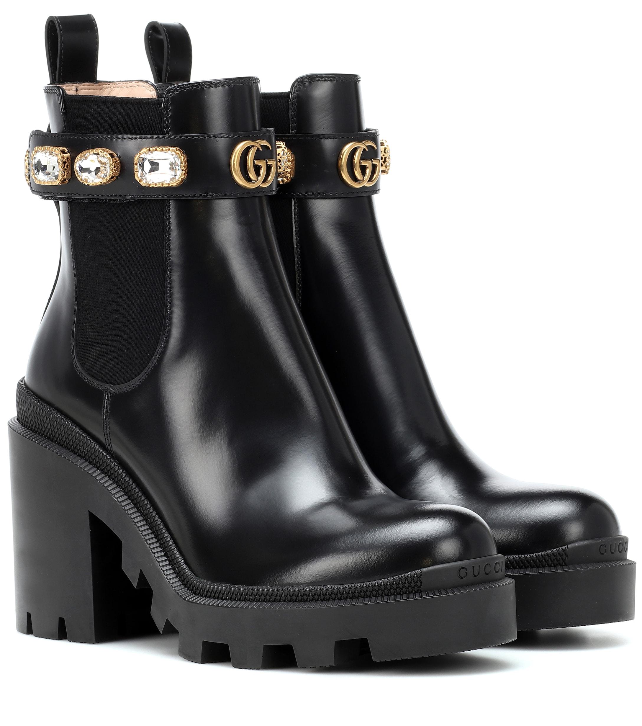 gucci leather ankle boot with belt price