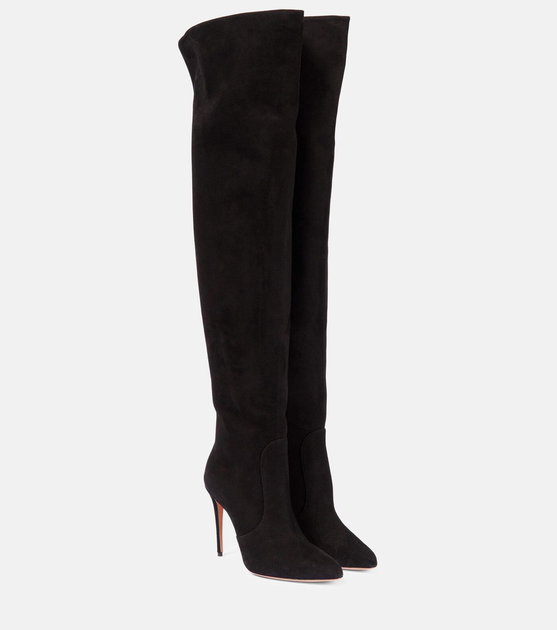 Aquazzura Liaison Suede Over-the-knee Boots in Black | Lyst