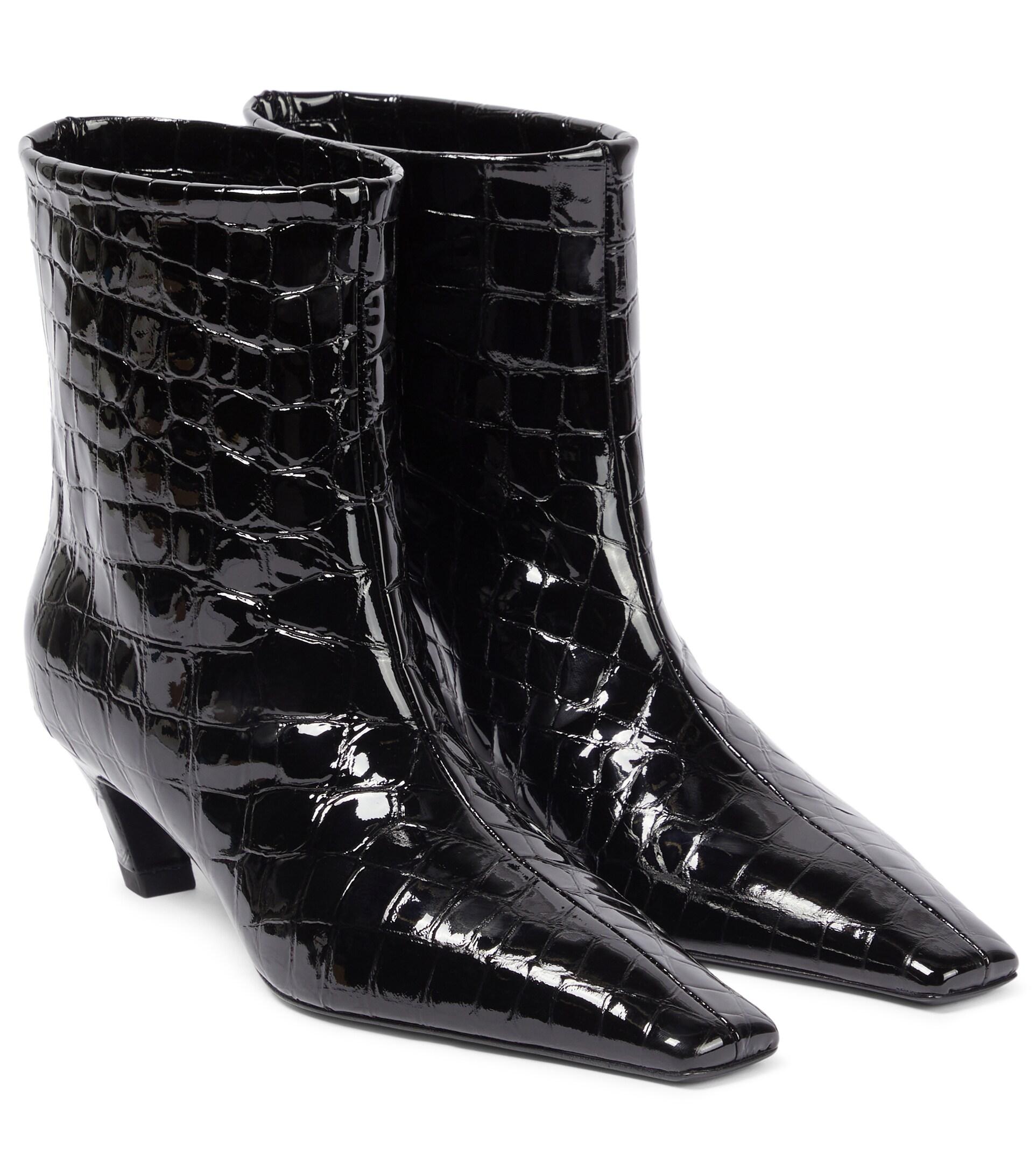 Khaite Arizona Croc-effect Leather Boots in Black | Lyst