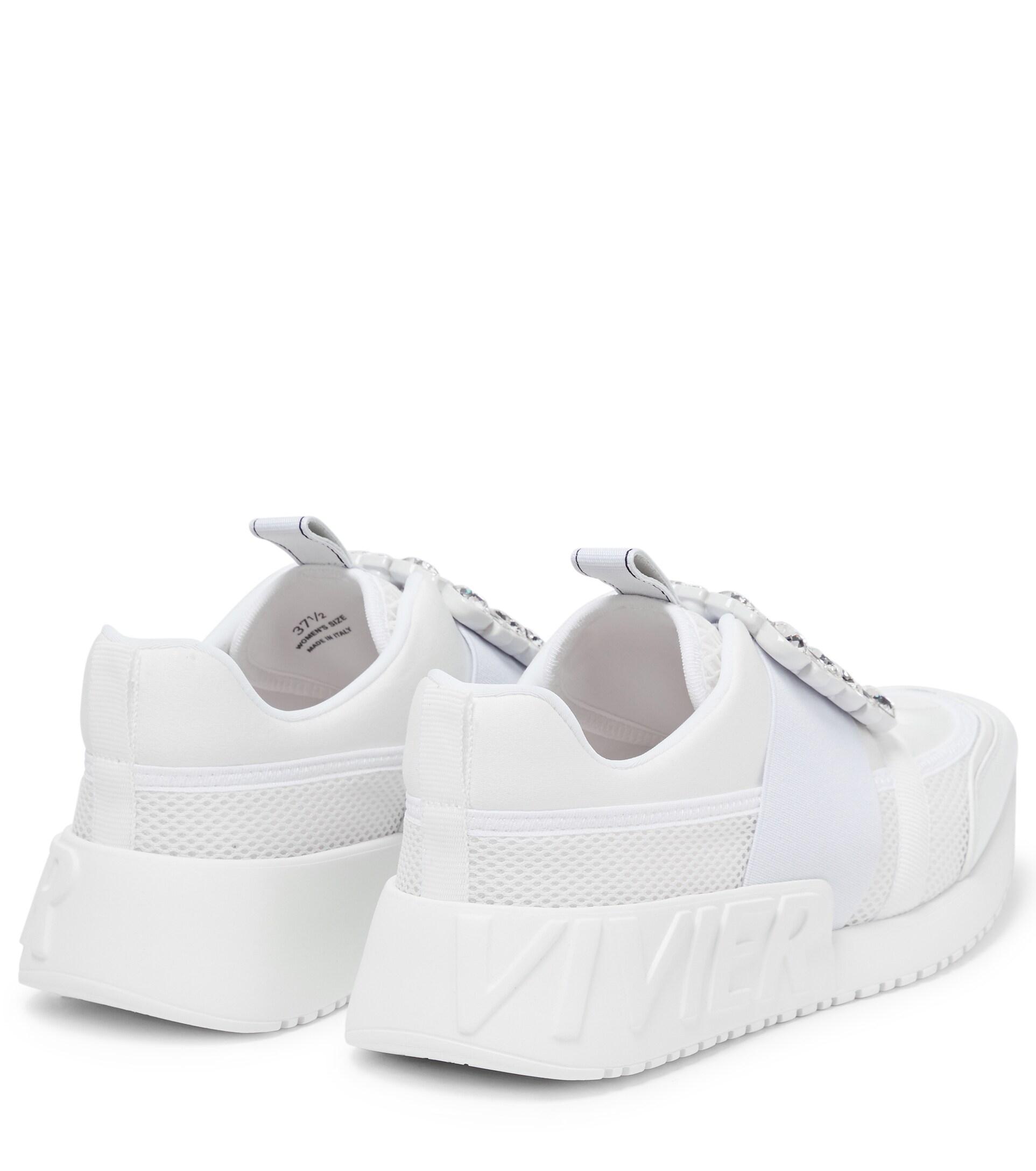 Roger Vivier Viv' Strass Buckle Sneakers in White | Lyst