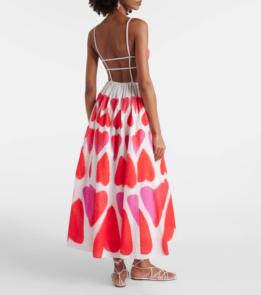 FARM Rio Painted Hearts Cotton Maxi Dress in Red | Lyst