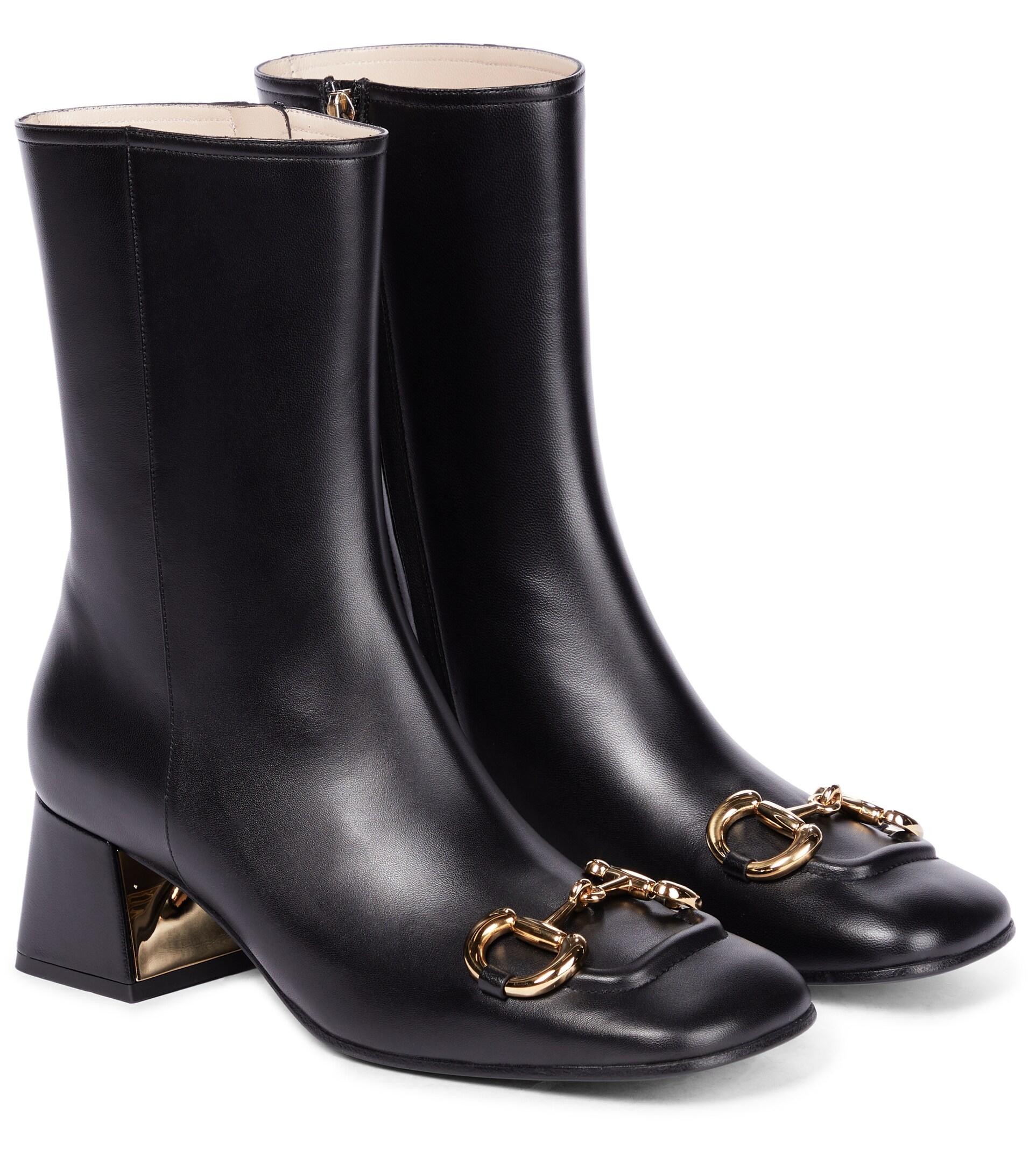 Gucci Horsebit Leather Ankle Boots in Black | Lyst