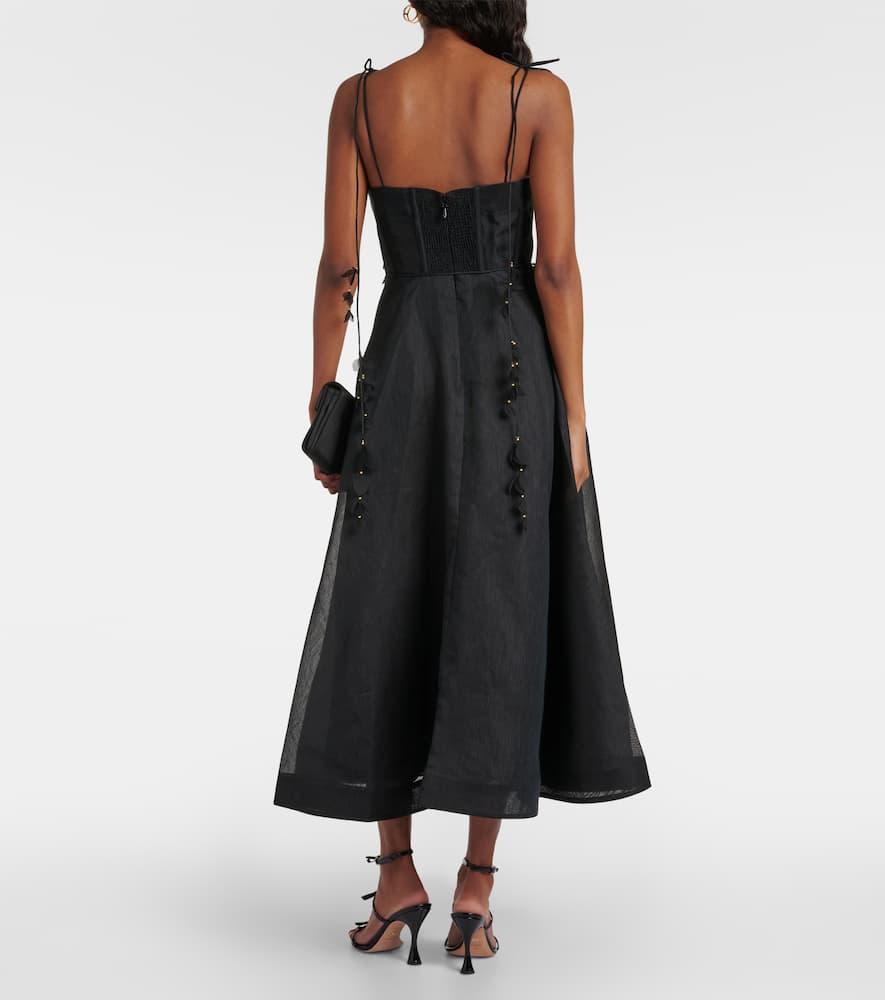【Zimmermann】Natura linen and silk corset dress Zimmermann Natura Linen And Silk Corset Dress in Black | Lyst