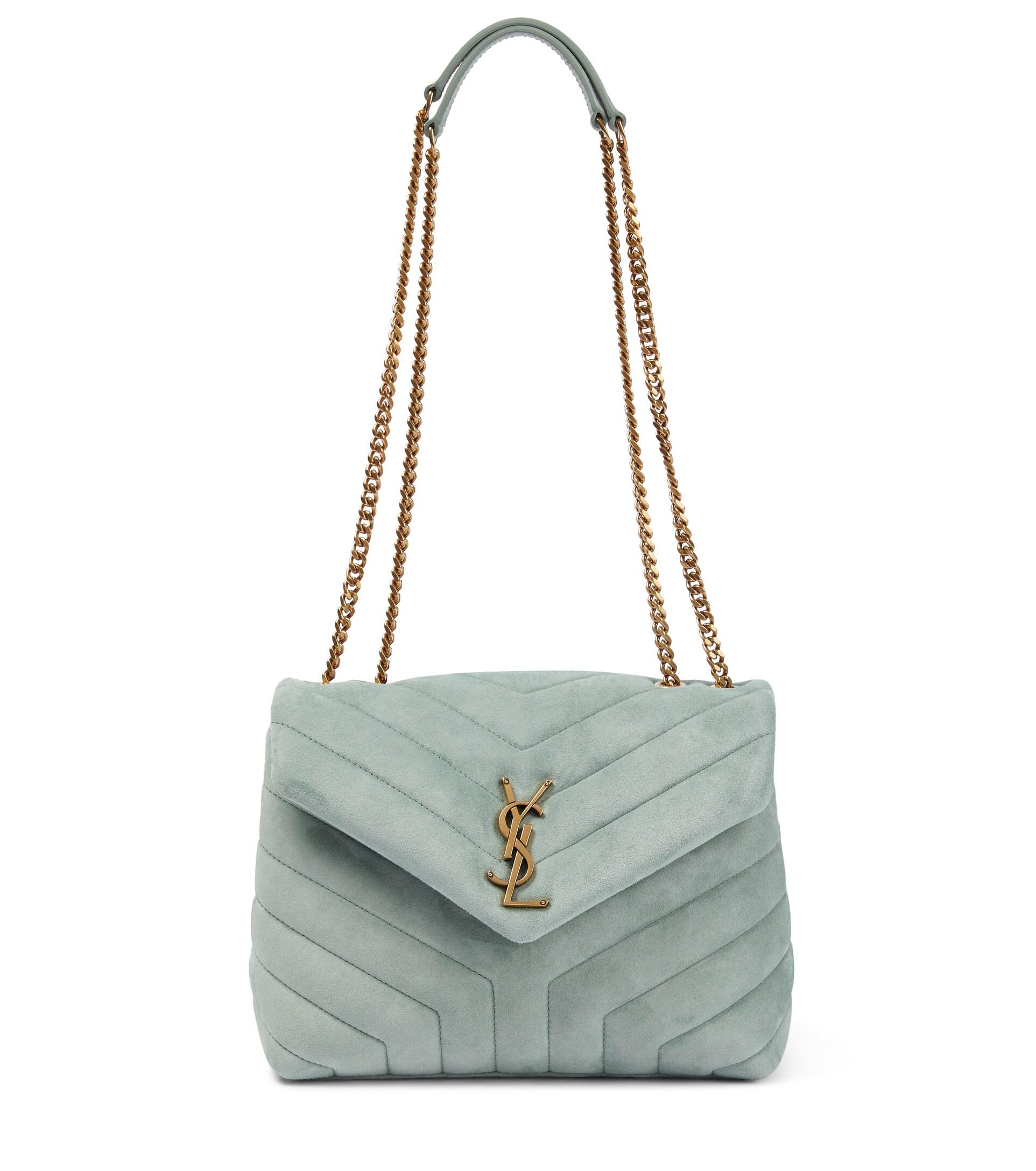 Saint Laurent Loulou Small Suede Shoulder Bag in Green | Lyst
