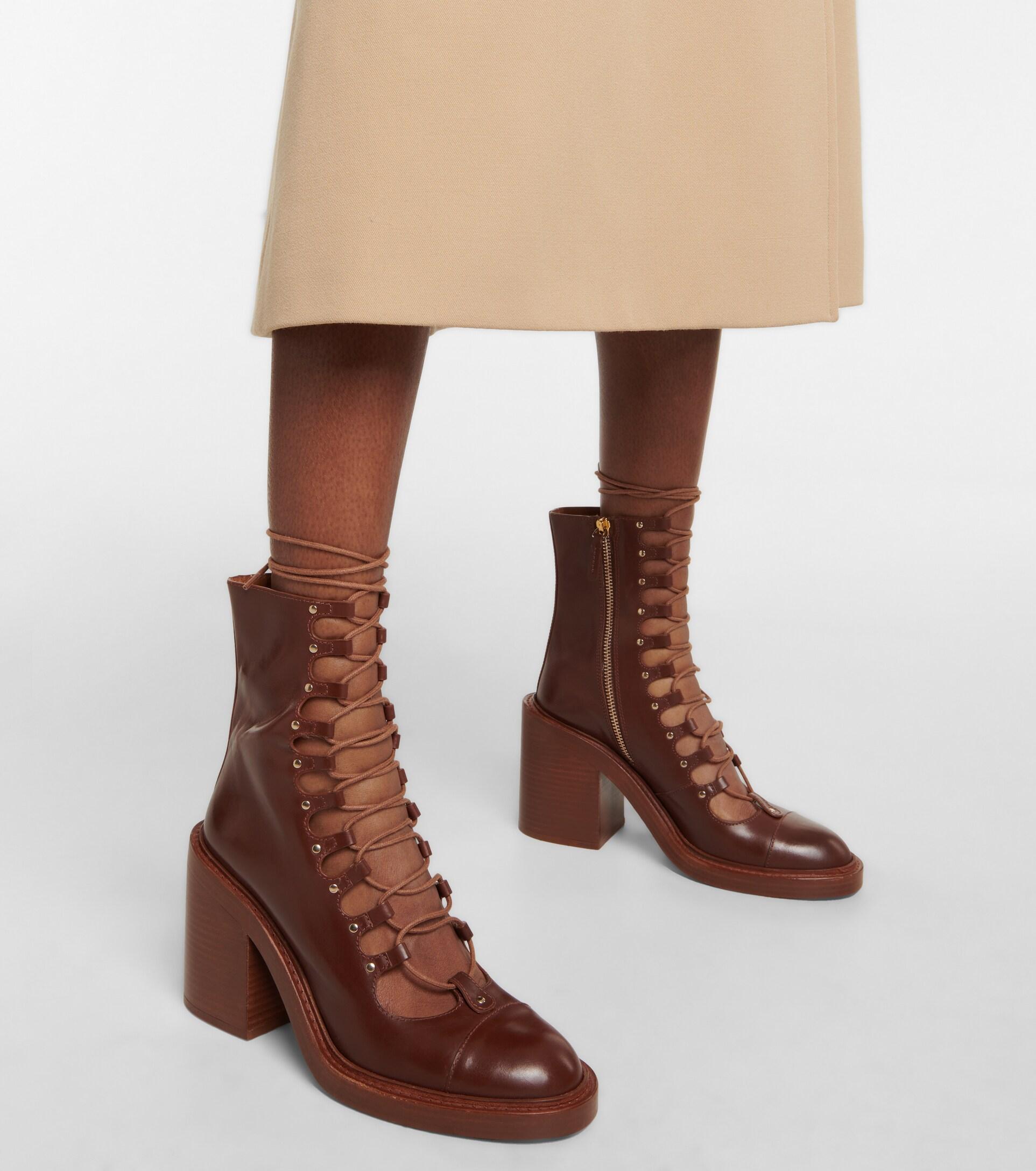 Chloé Chloe May Leather Ankle Boots in Brown | Lyst