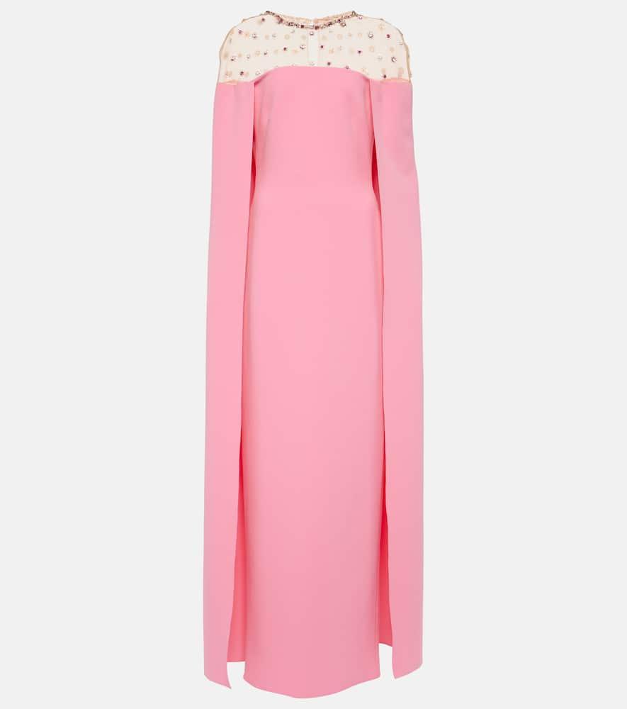 safiyaa pink dress with cape Gloria Pale Pink Long Dress Maison Safiyaa USA