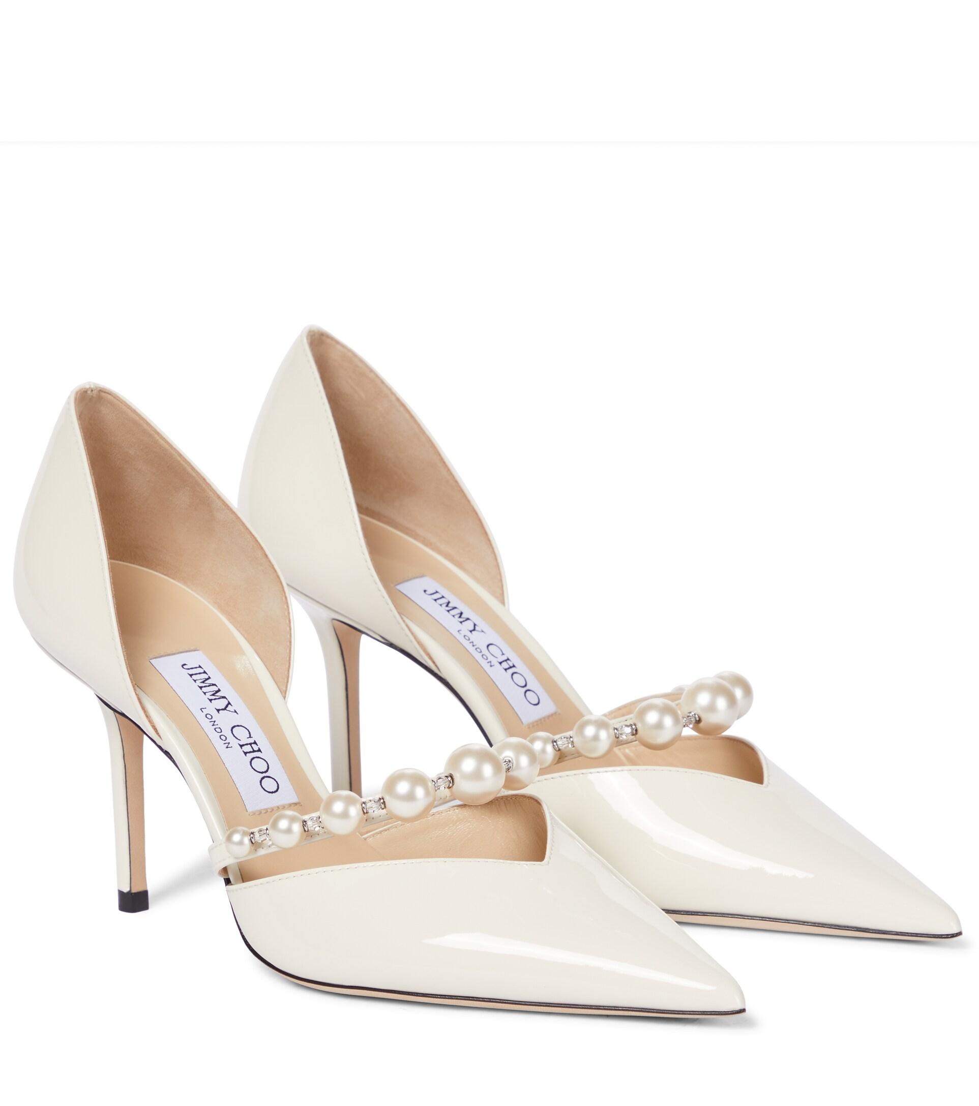 Jimmy Choo Aurelie 85 Patent Leather Pumps in White | Lyst