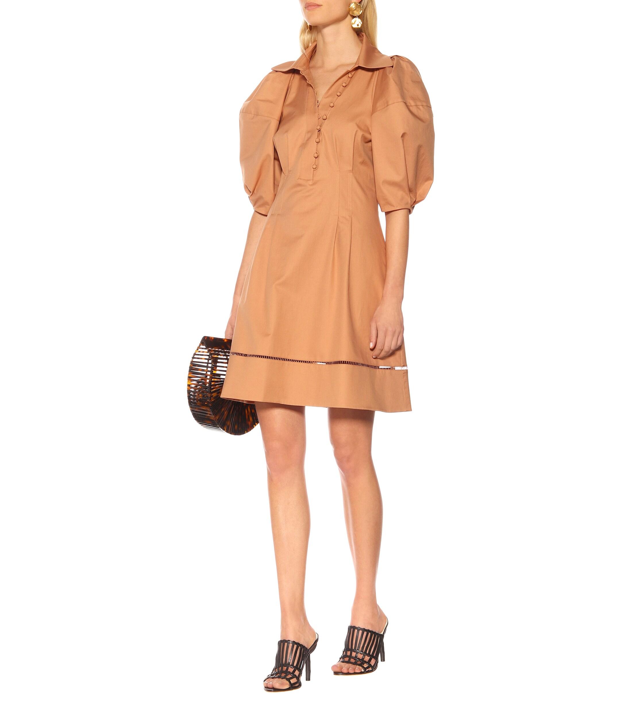 Khaite Carlina Cotton Twill Dress in Brown - Lyst