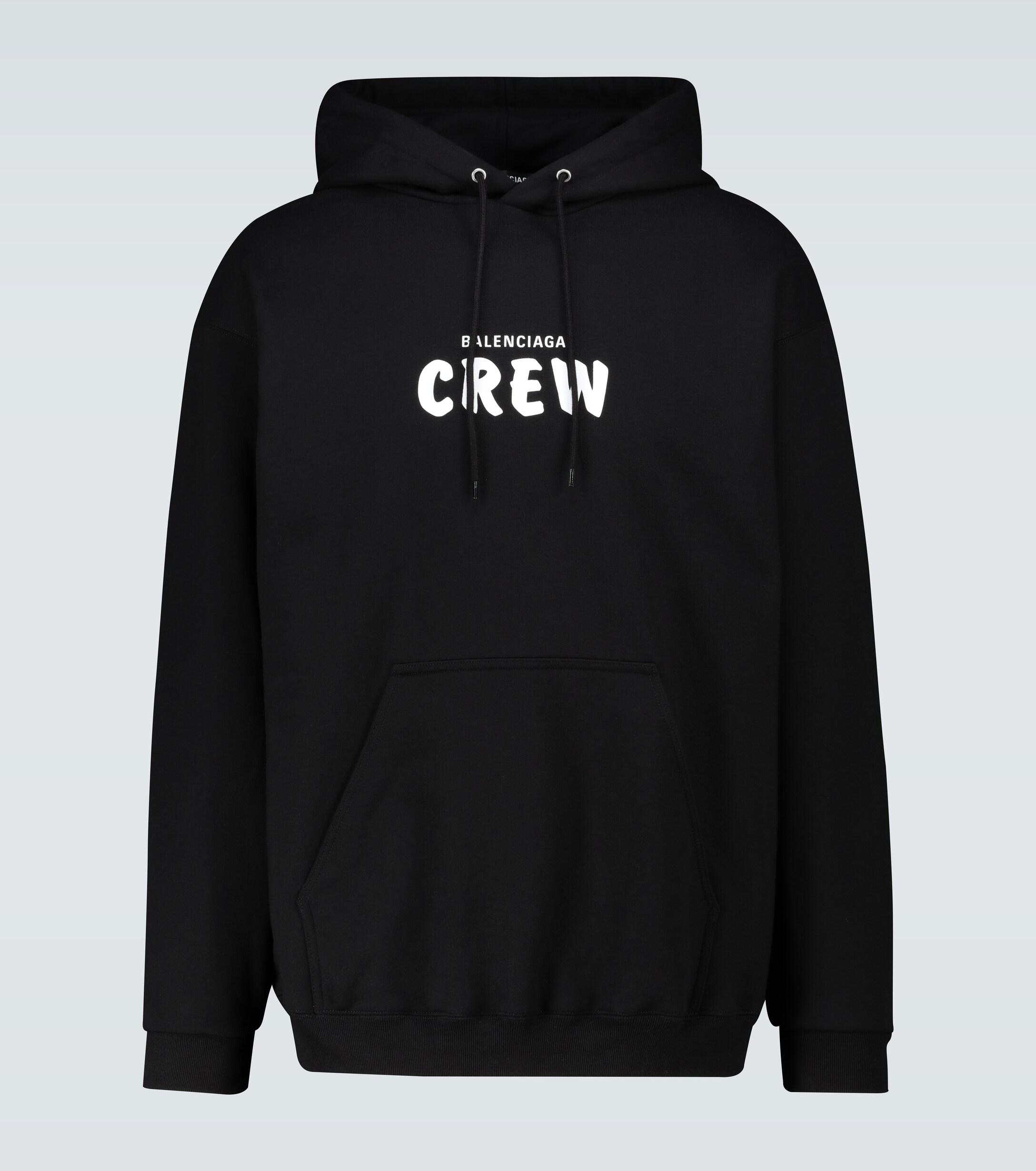 Balenciaga Crew Medium-fit Hooded Sweatshirt in Black for Men - Lyst