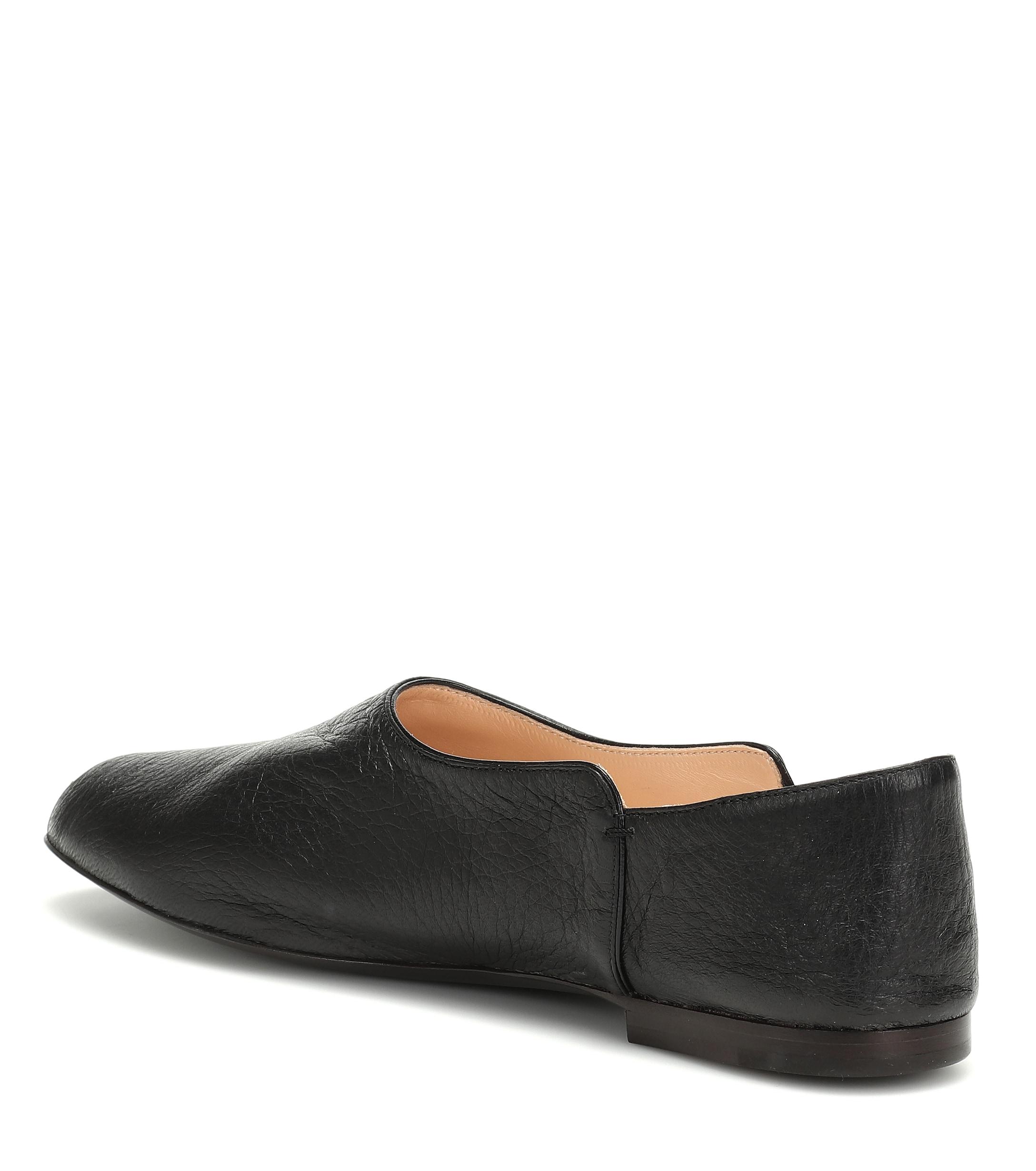 The Row Boheme Leather Loafers in Black - Lyst