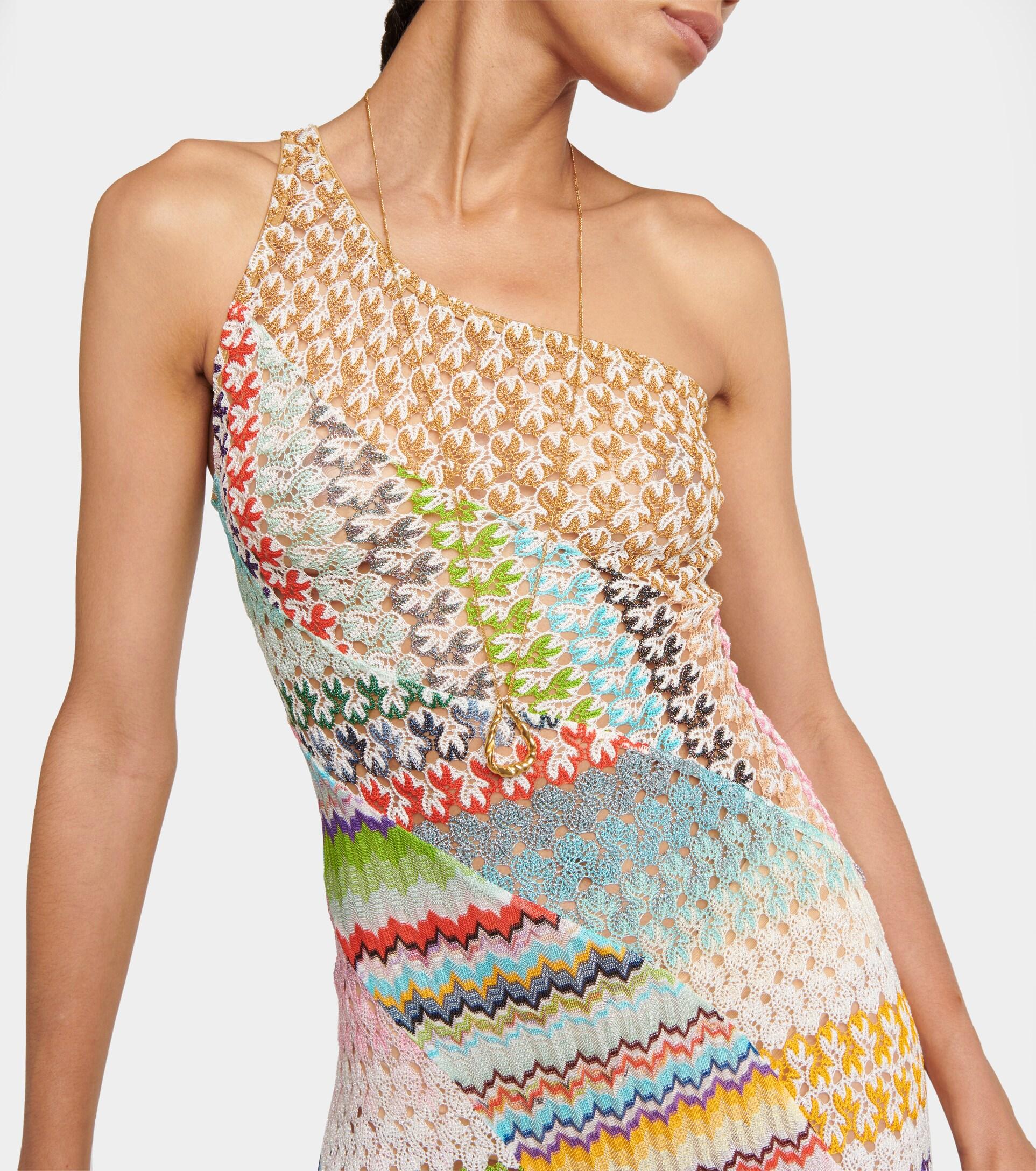 Zig-zag One-shoulder Maxi Dress 