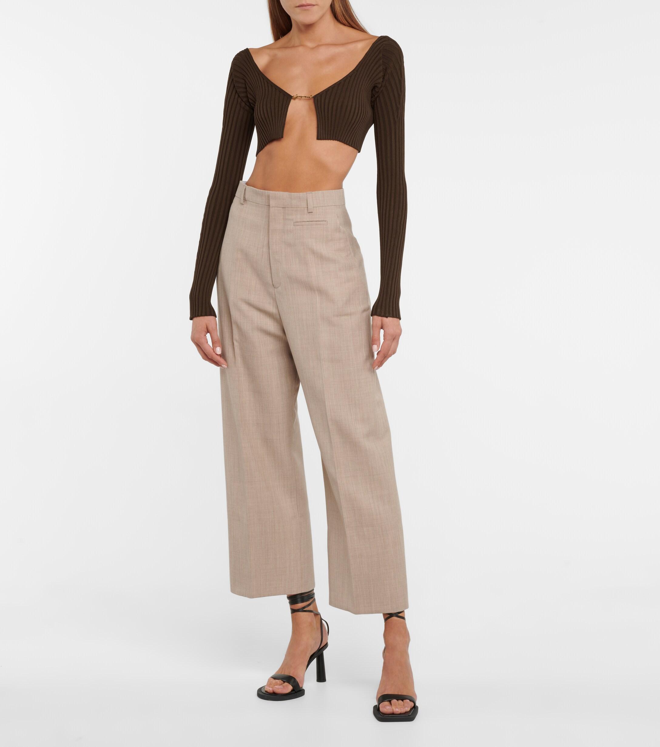 Jacquemus Synthetic La Maille Pralù Cropped Cardigan in Brown | Lyst