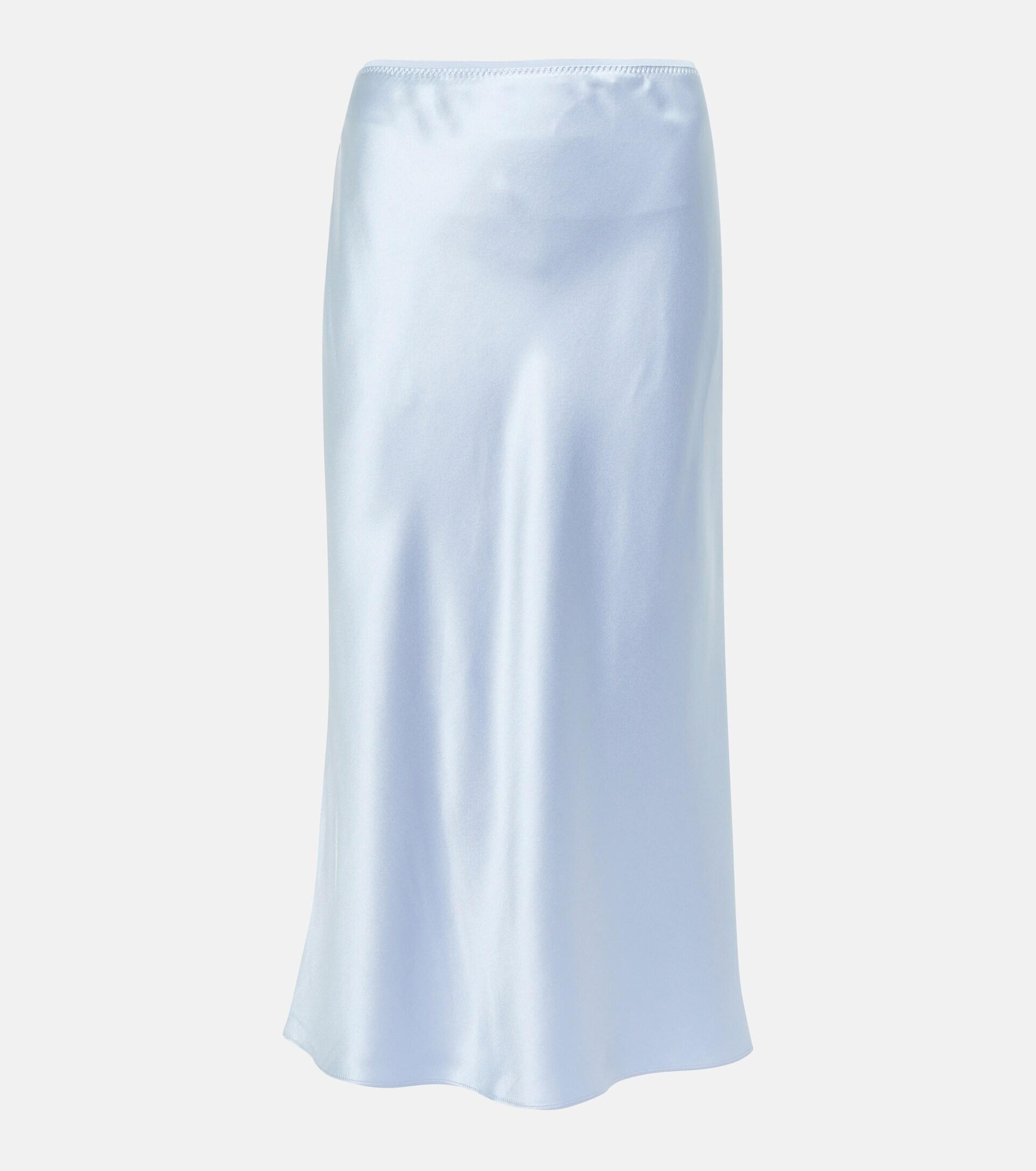 JOSEPH Silk Satin Midi Skirt in Blue | Lyst