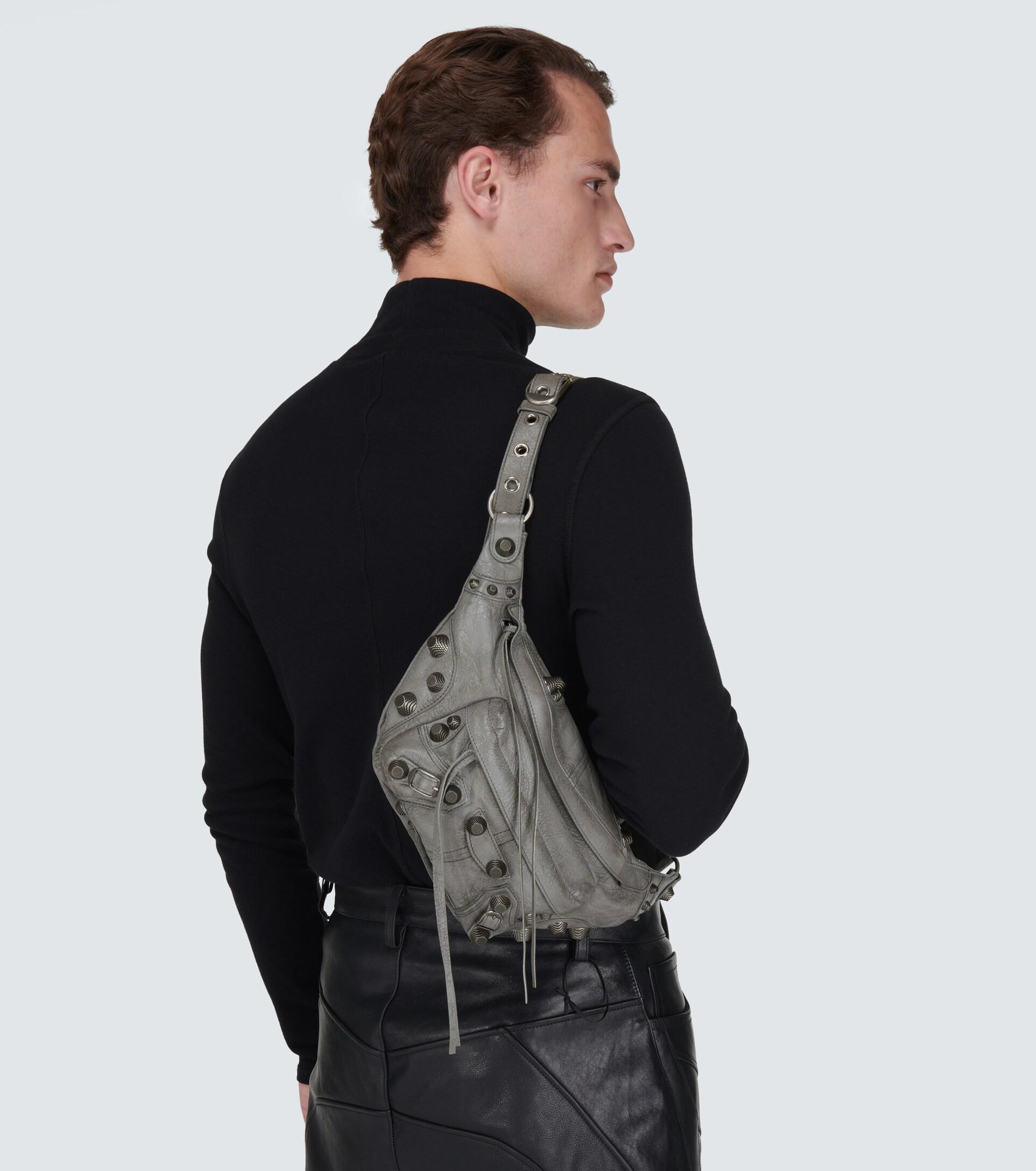Balenciaga Le Cagole Embellished Leather Belt Bag in Gray for Men | Lyst