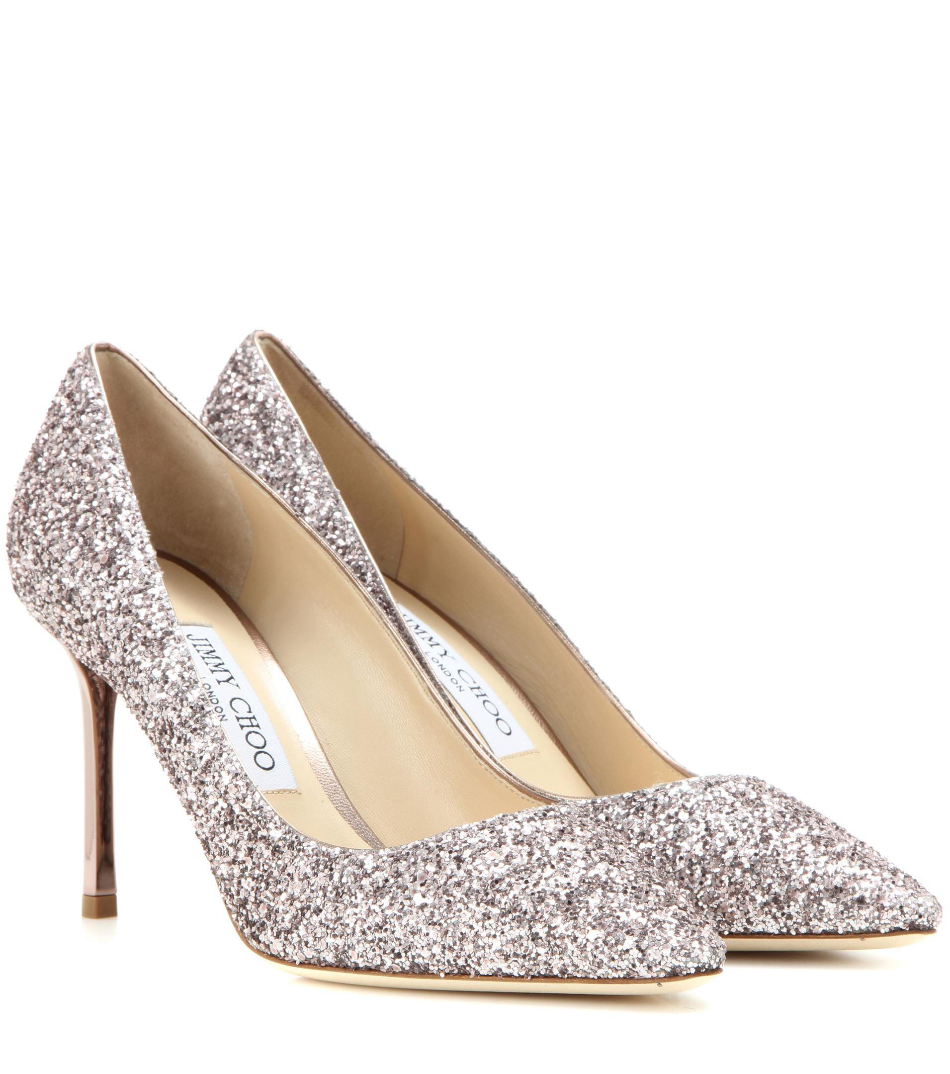 Jimmy Choo Romy 85 Glitter Pumps in Pink - Lyst